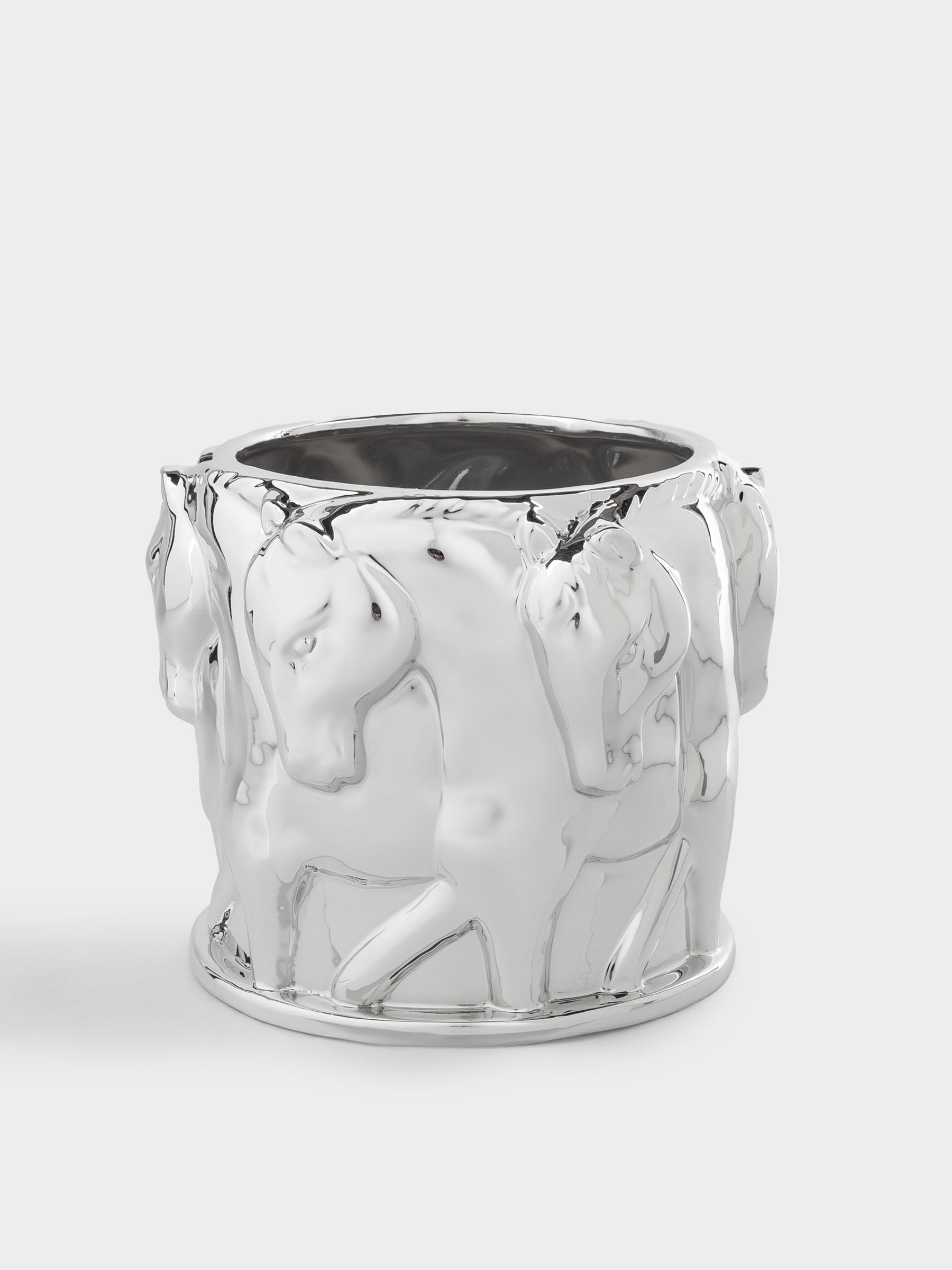 Кашпо, 13х14 см, фарфор P, серебристое, Лошади, Horse silver, image-0