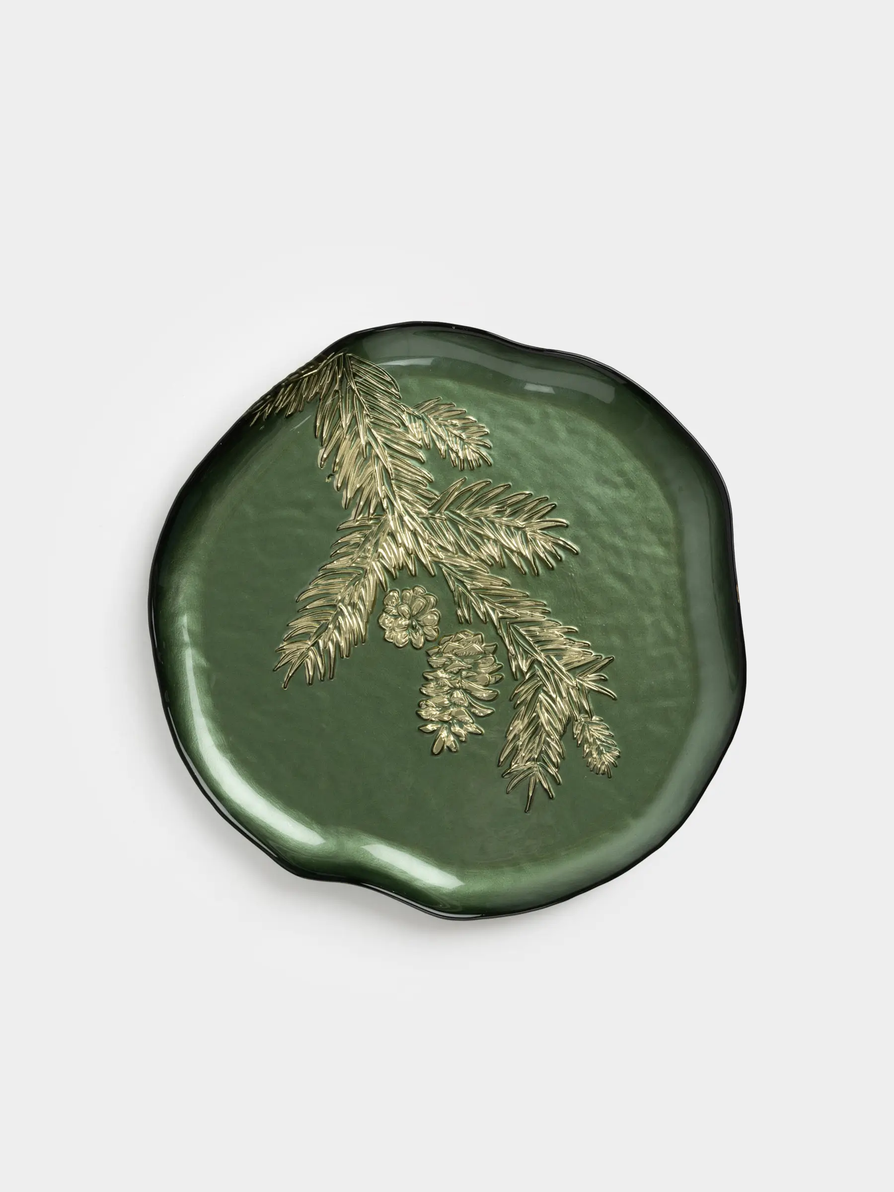 Ыдыс, 28х2 см, шыны, жасыл, Шырша бұтағы, Brumal, image-0