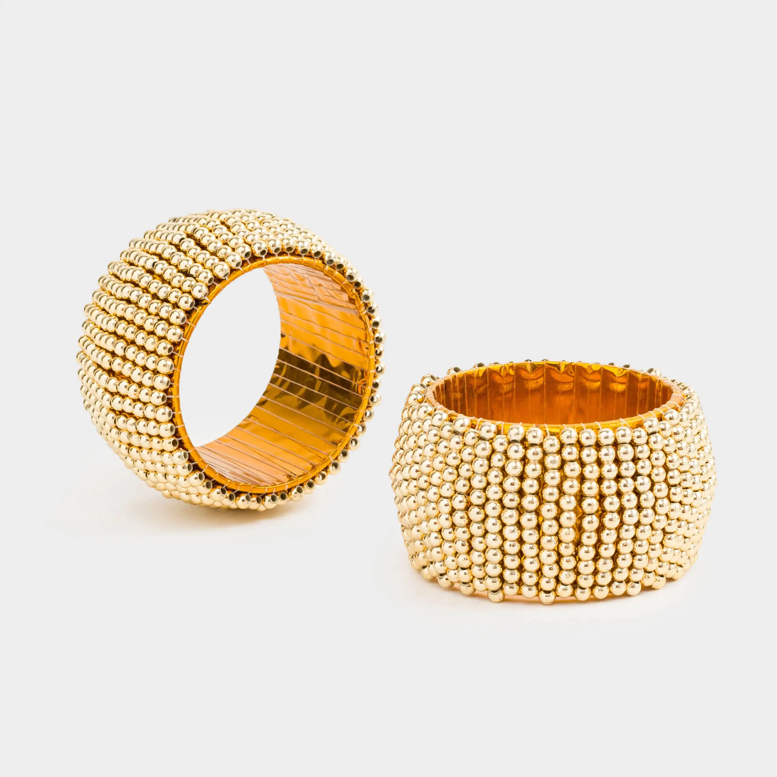 Майлыққа арналған сақина, 5 см, 2 дана, бисер, дөңгелек, алтын, Shiny beads