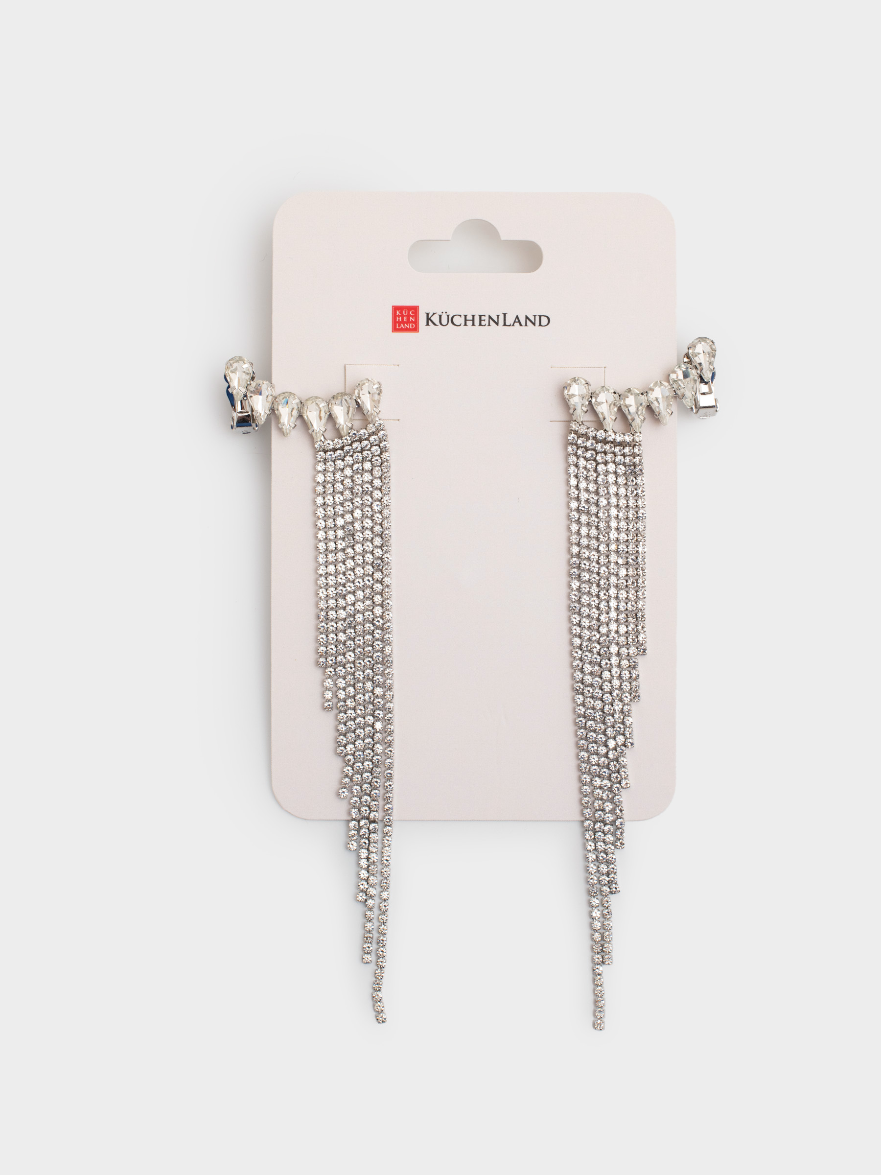 Серьги-пусеты, 14 см, 2 шт, металл/стразы, серебристые, Кристаллы, Jewelry crystal, image-4