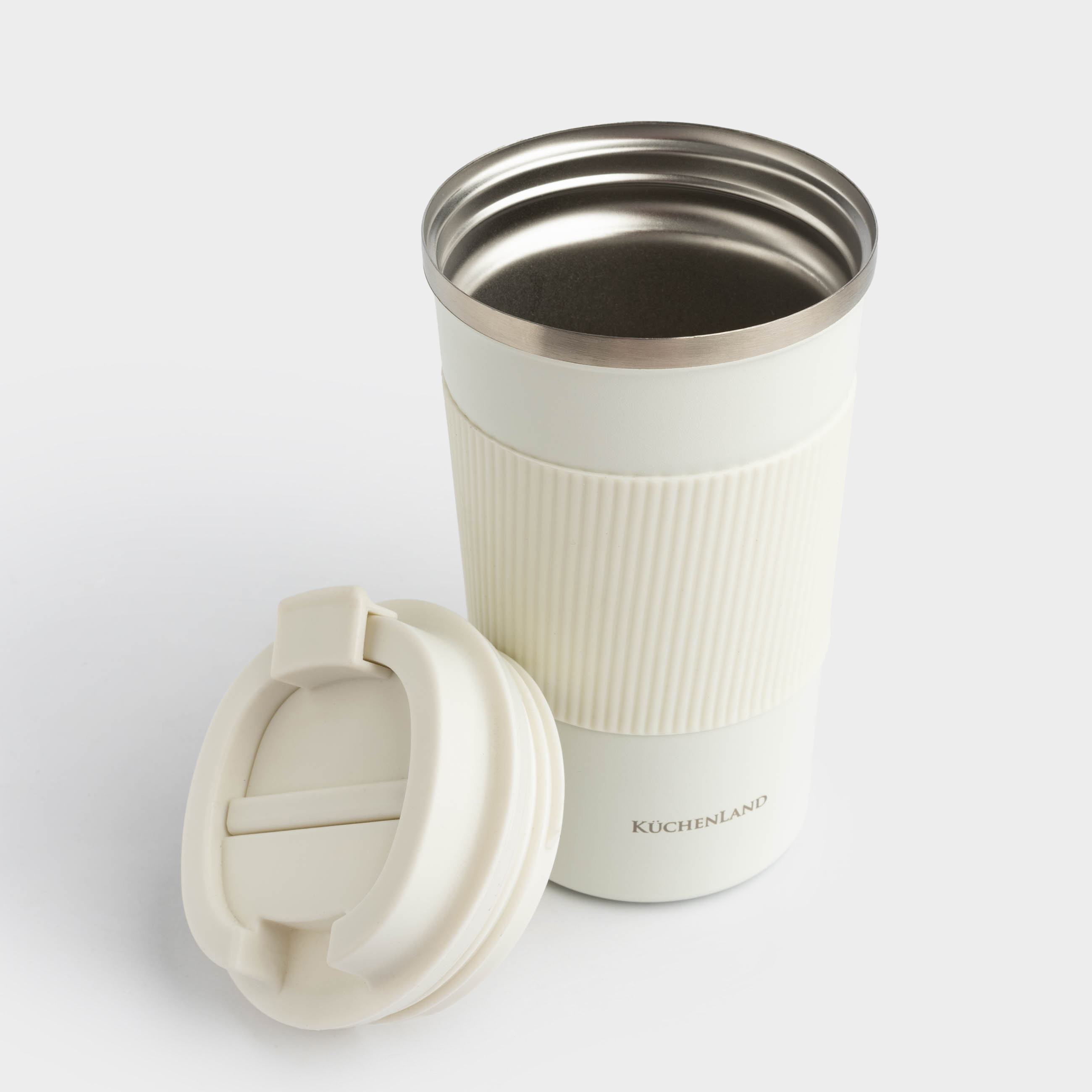 Термокружка, 500 мл, с зарфом, сталь/пластик/силикон, бежевая, Coffee life, image-2