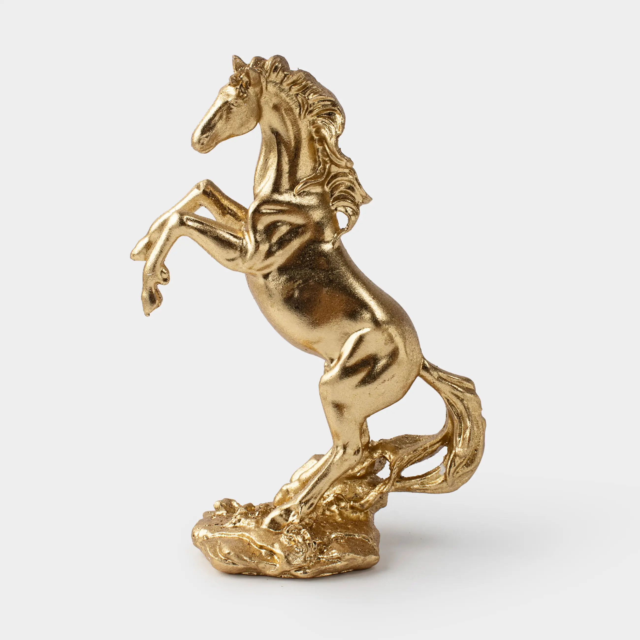 Мүсінше, 17 см, полирезин, алтын, Жылқы, Horse gold