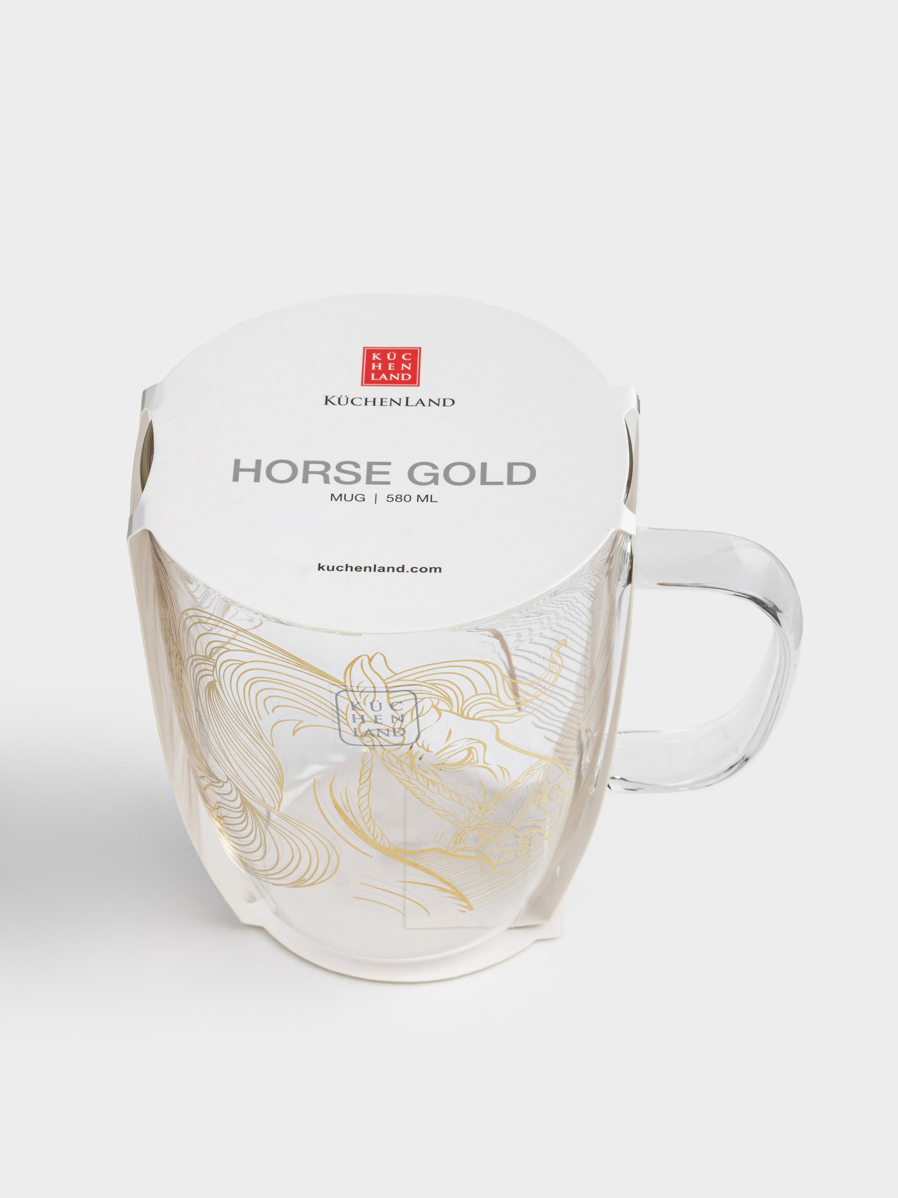 Саптыаяқ, 370 мл, шыны Б, алтын, Жылқылар, Horse gold, image-4