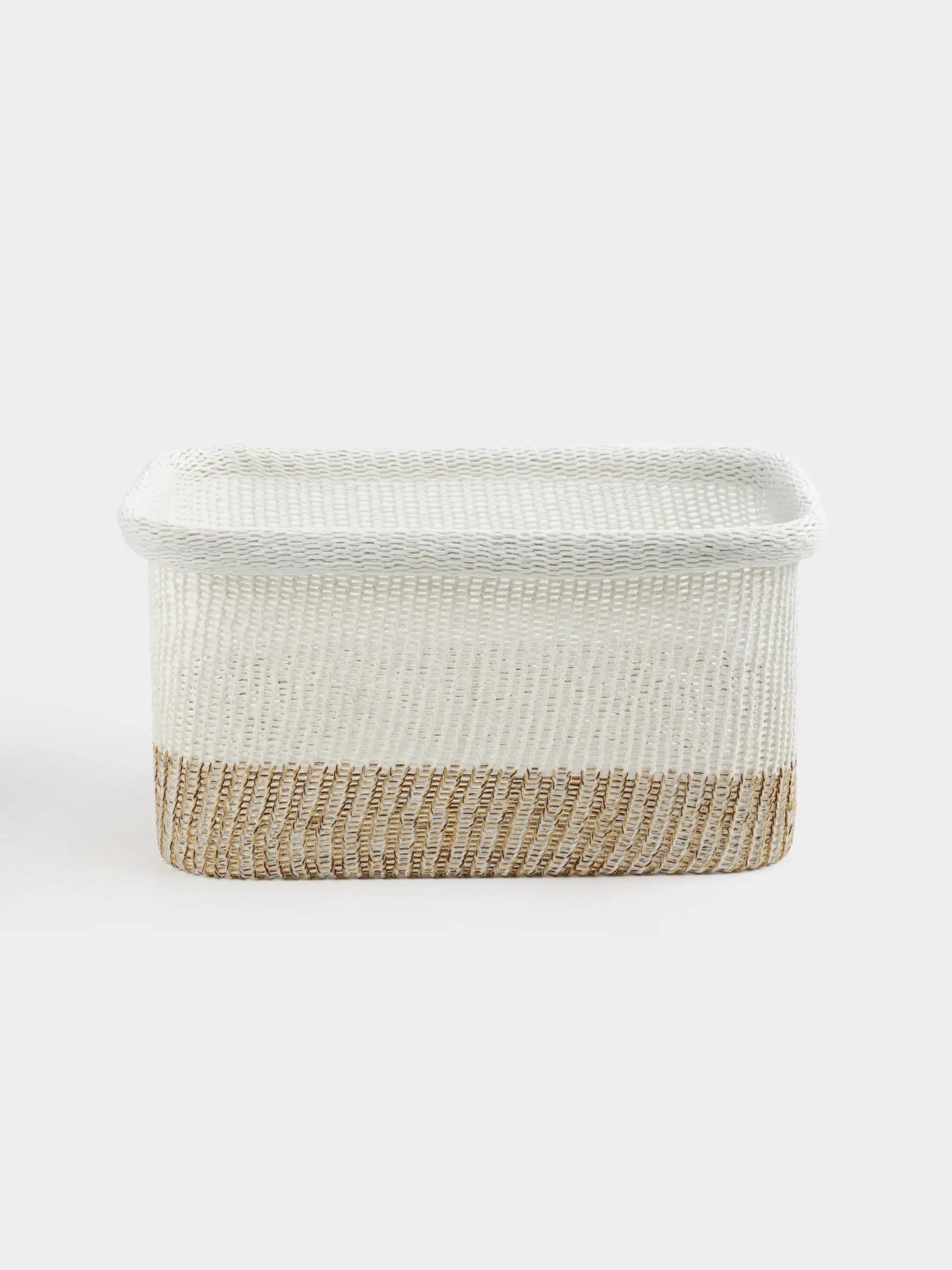 Сақтау себеті, 33х22х17 см, полиэстер, тікбұрыш, сүт түстес және сарғылт-қоңыр, Crochet, image-0