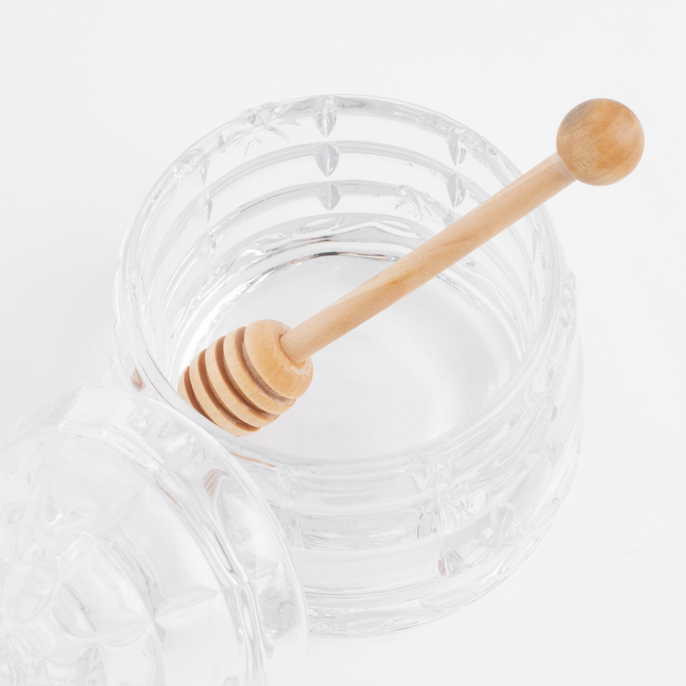 Банка для меда, 290 мл, с ложкой, стекло Р/дерево, Узоры, Honey, image-3