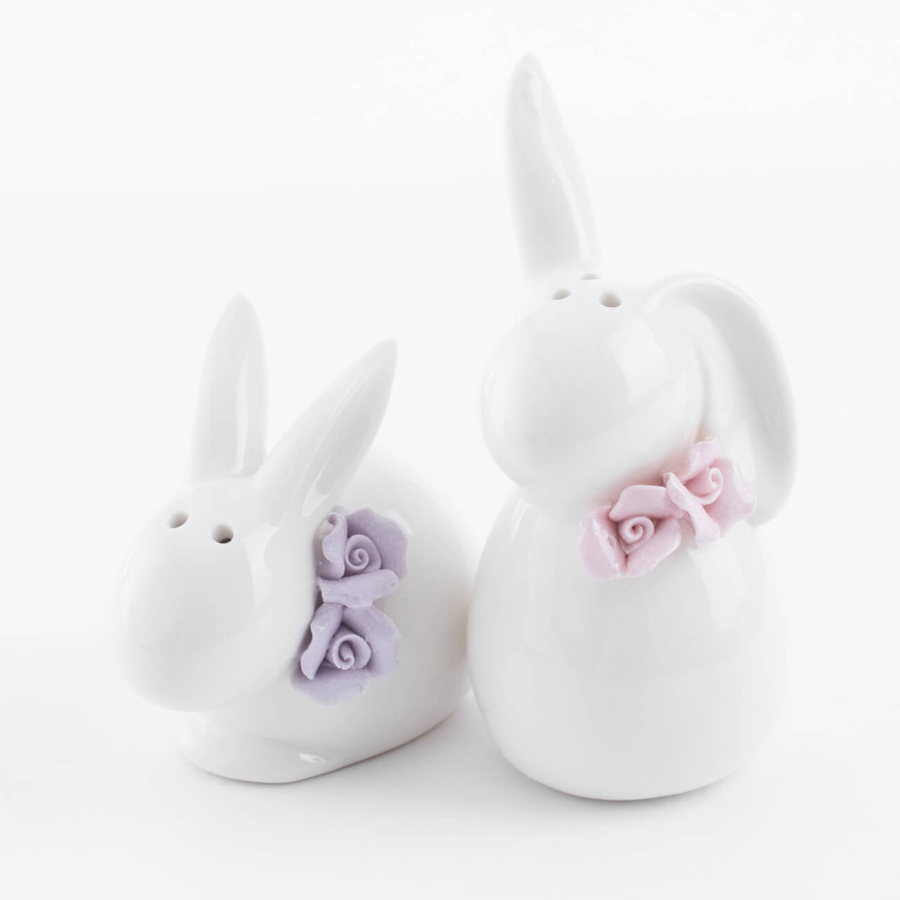 Набор для соли и перца, 10 см, фарфор P, белый, Кролики с цветами, Pure Easter изображение № 1