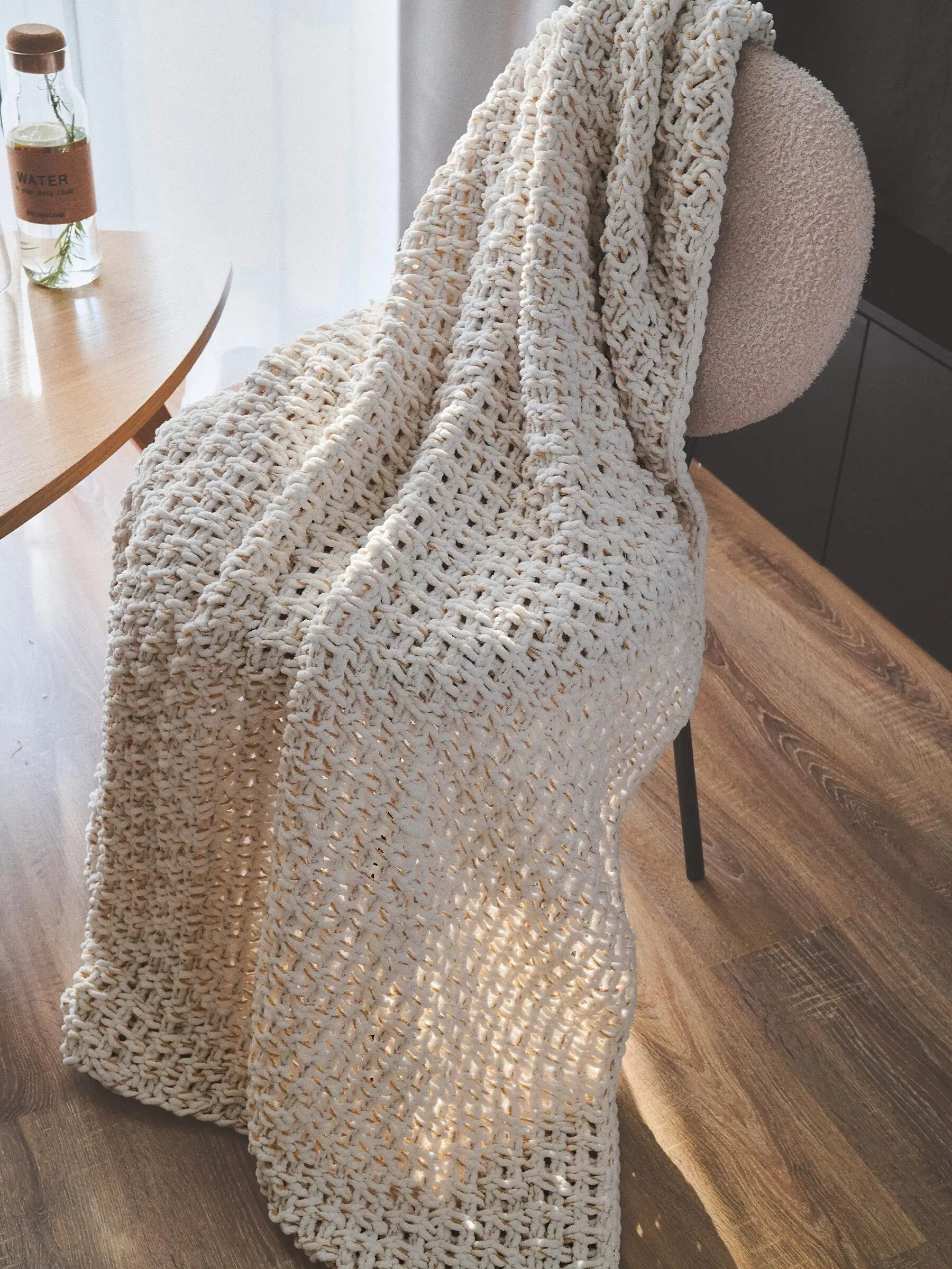 Плед, 127x152 см, вязаный, полиэстер, слоновая кость, Node, image-0