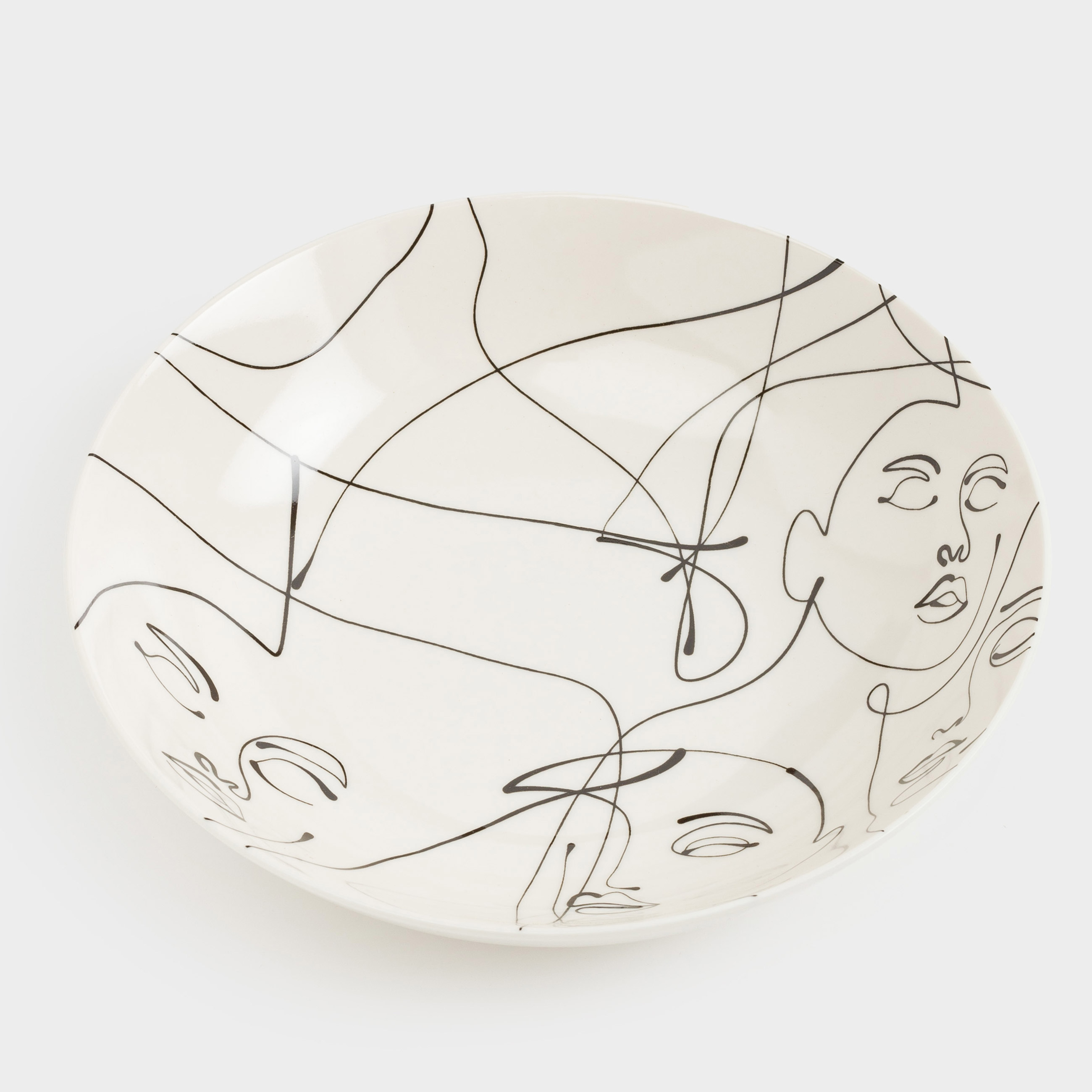 Тарелка суповая, 20х5 см, 2 шт, фарфор N, молочная, Абстрактные лица, Face, image-3