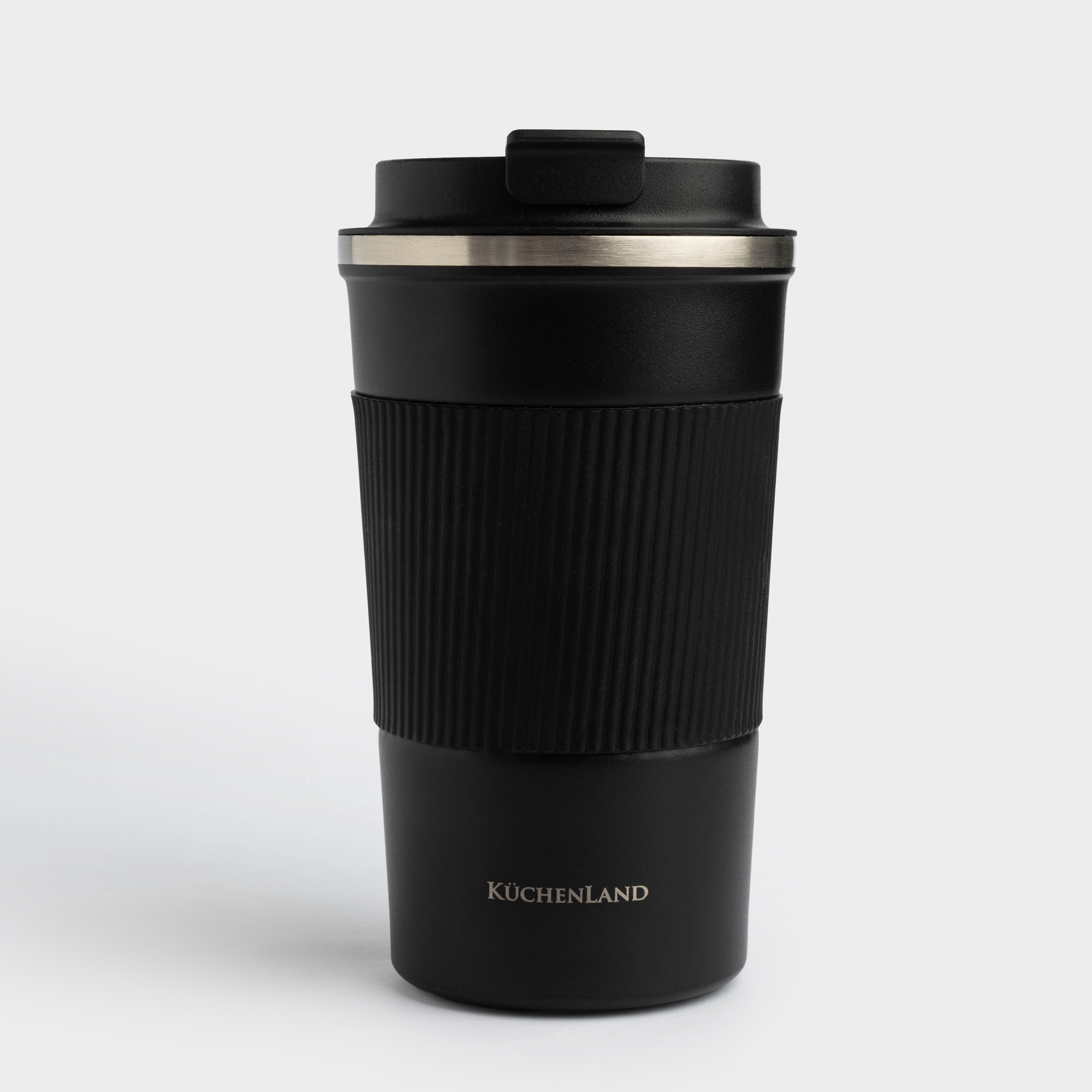Термокружка, 500 мл, с зарфом, сталь/пластик/силикон, черная, Coffee life, image-1