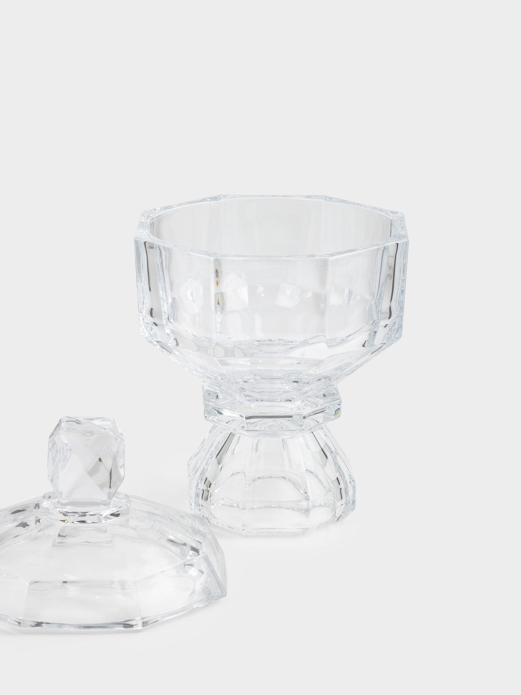 Кәмпит ыдысы, 17х27 см, 280 мл, аяқты, қақпағы бар, шыны, Қырлар, Terlano, image-1