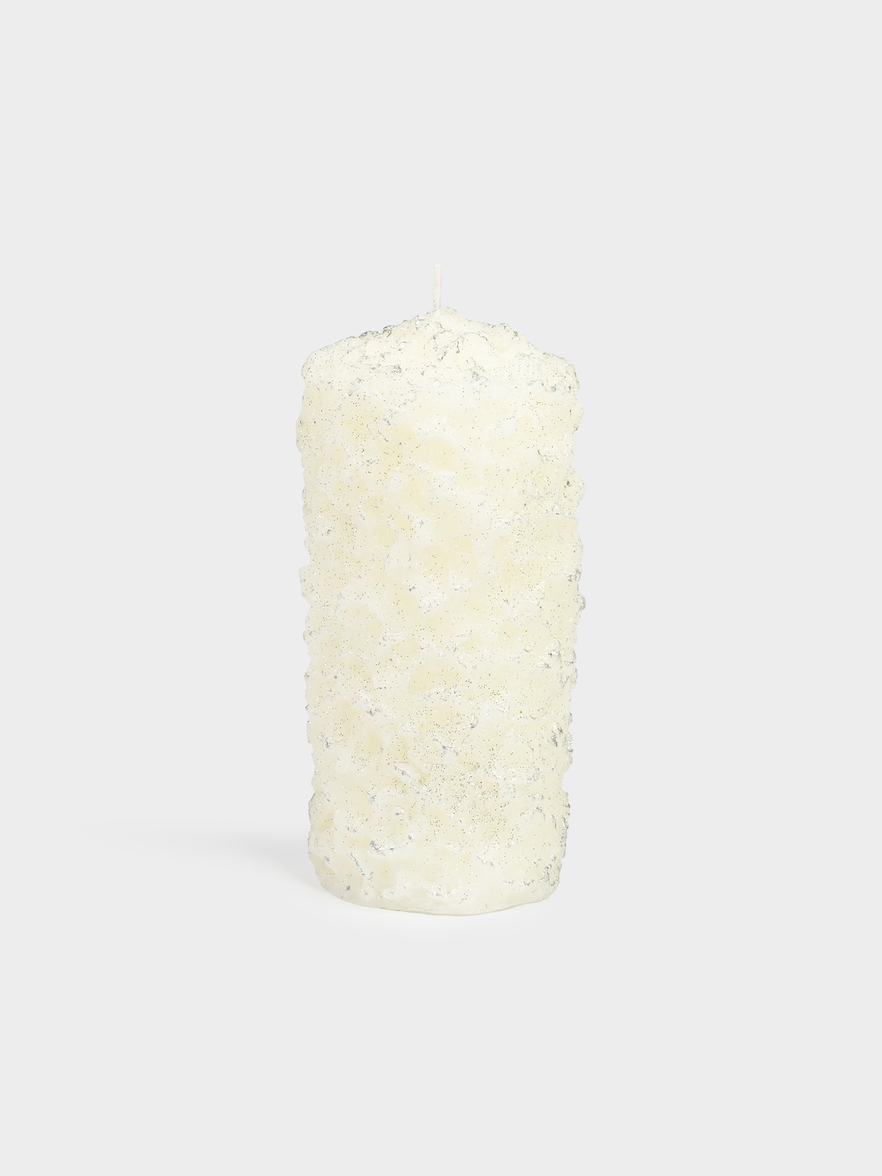 Шам, 8х16 см, сүт және күміс түстес, Қатқан қар, Snowy candle, image-1