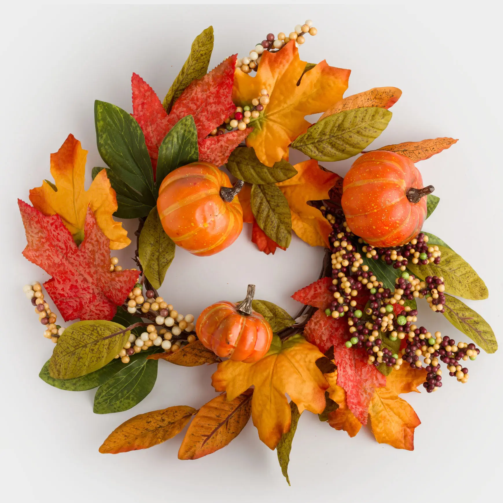 Сәндік гүл шоғы, 40 см, пенопласт/полиэстер, Асқабақ және күзгі жапырақтар, Forest symphony decor