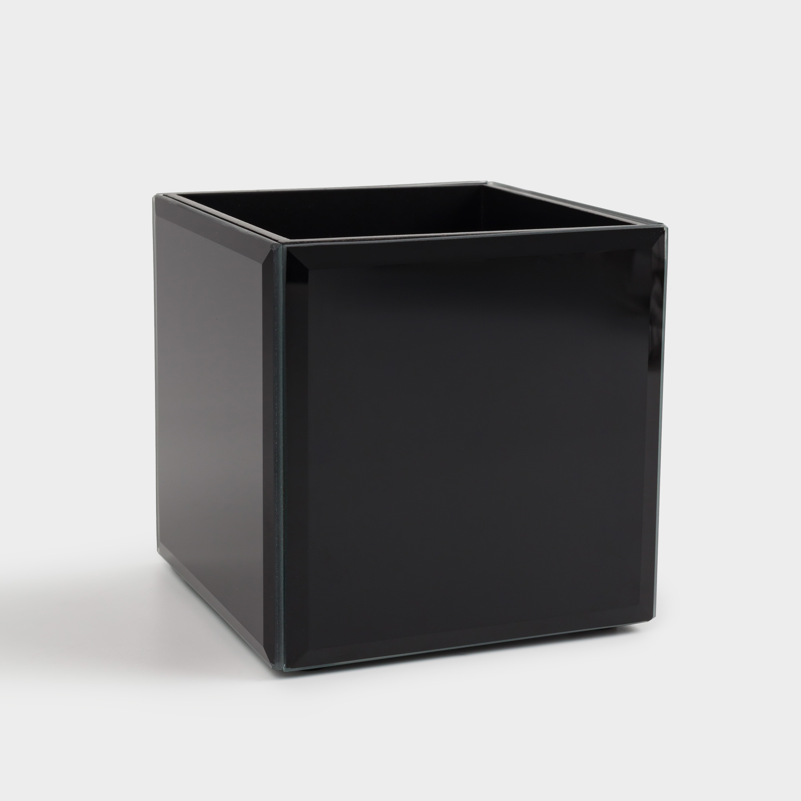 Органайзер для косметики, 10х10 см, стекло, зеркальный, черный, Glossy black, image-1