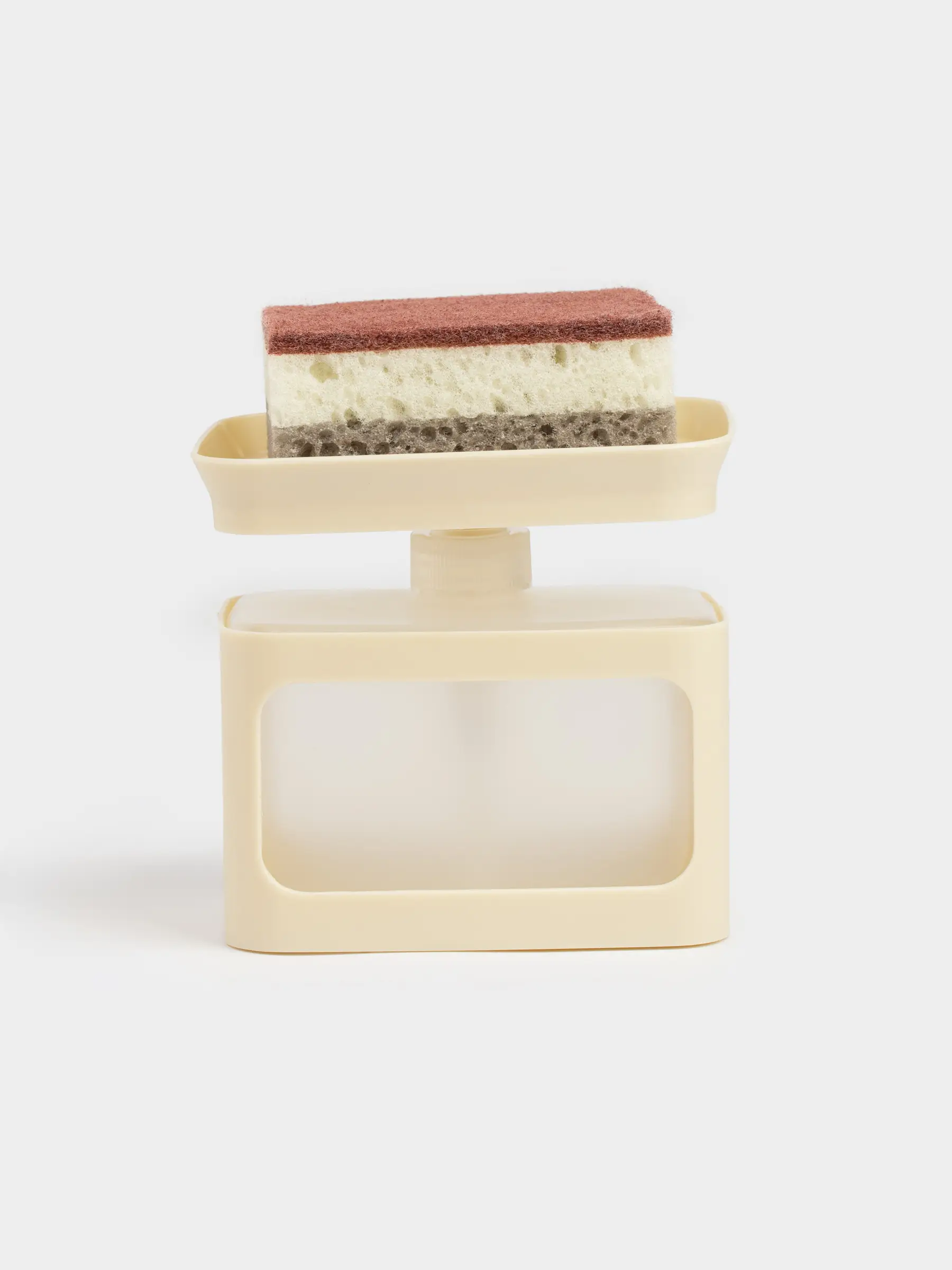 Жуғыш затқа арналған диспенсер, 680 мл, губкасы бар, платформа, пластик, сүт түстес, Keeping