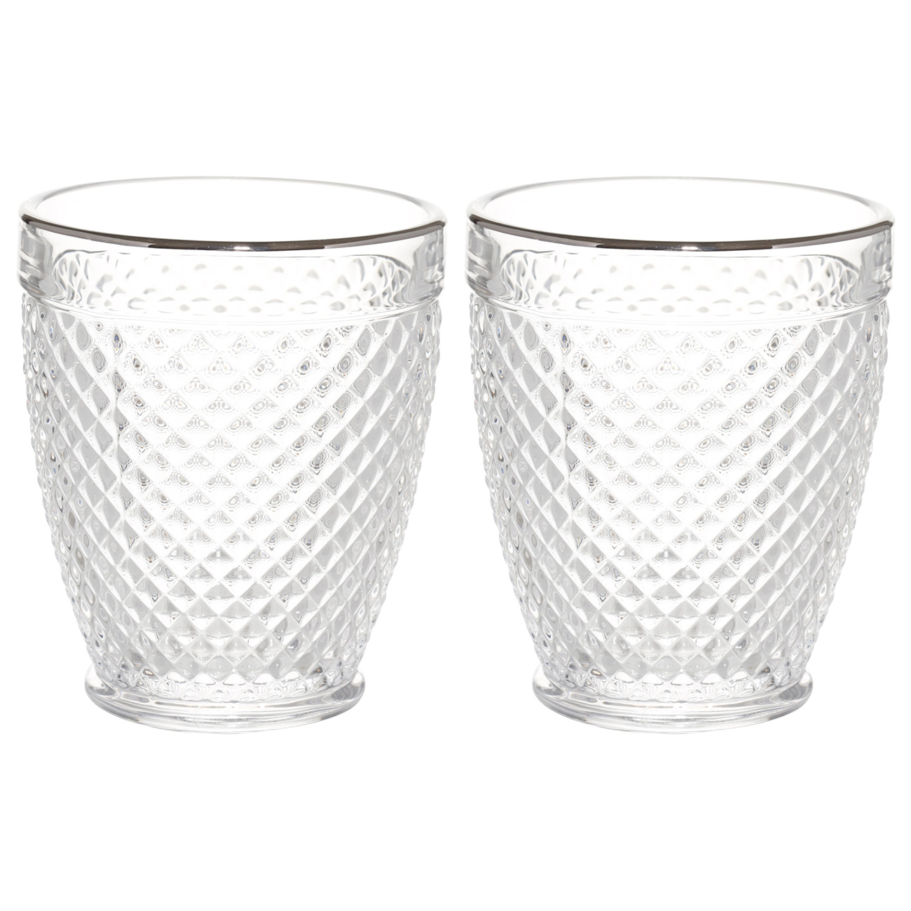 Виски бокалы, 10 см, 300 мл, 2 дана, шыны Р, күміс жиектері бар, Verona silver, image-0