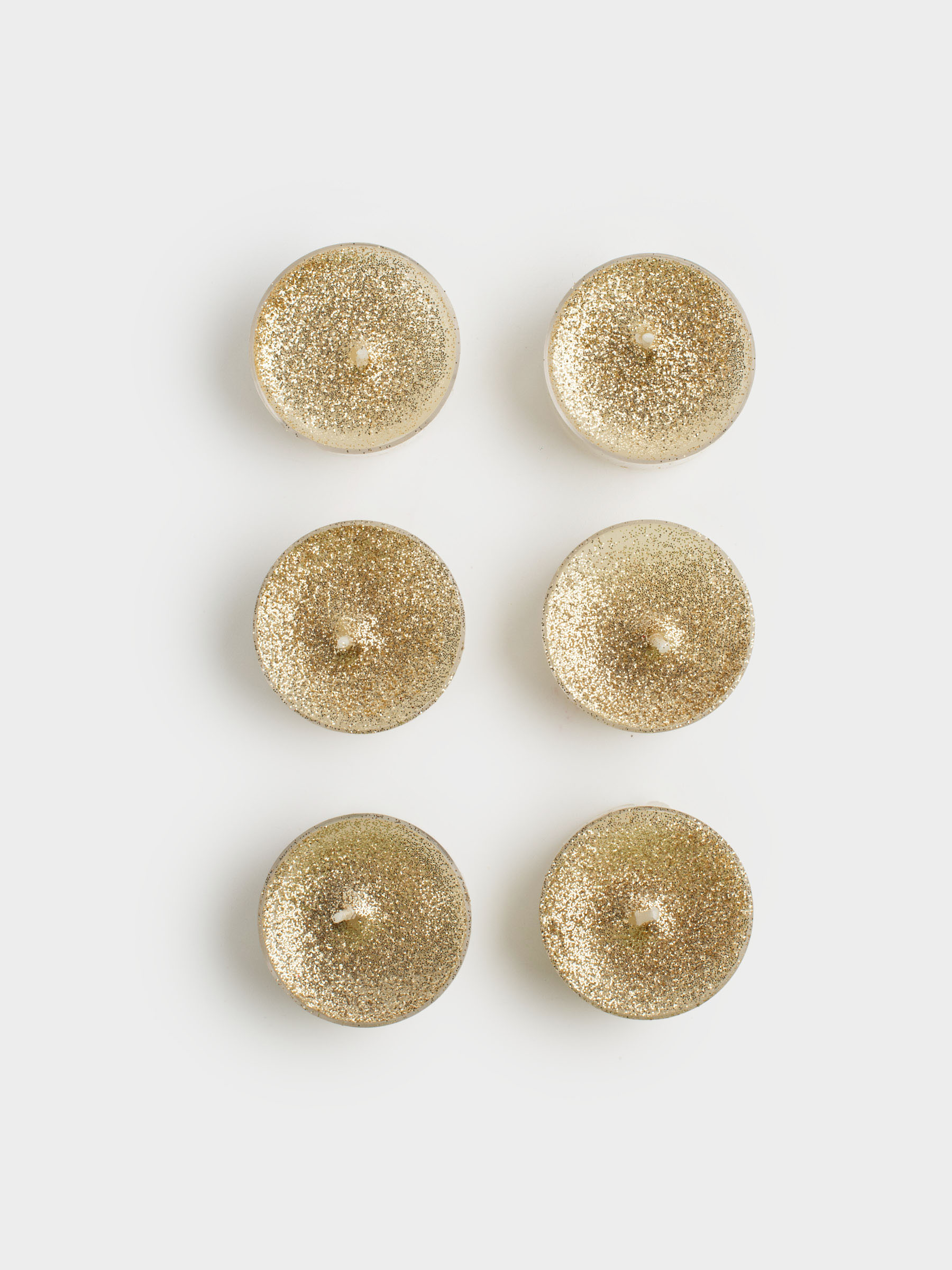 Шай шамы, 4 см, 6 дана, жылтырақтары бар, шампан, Metallic glow, image-0