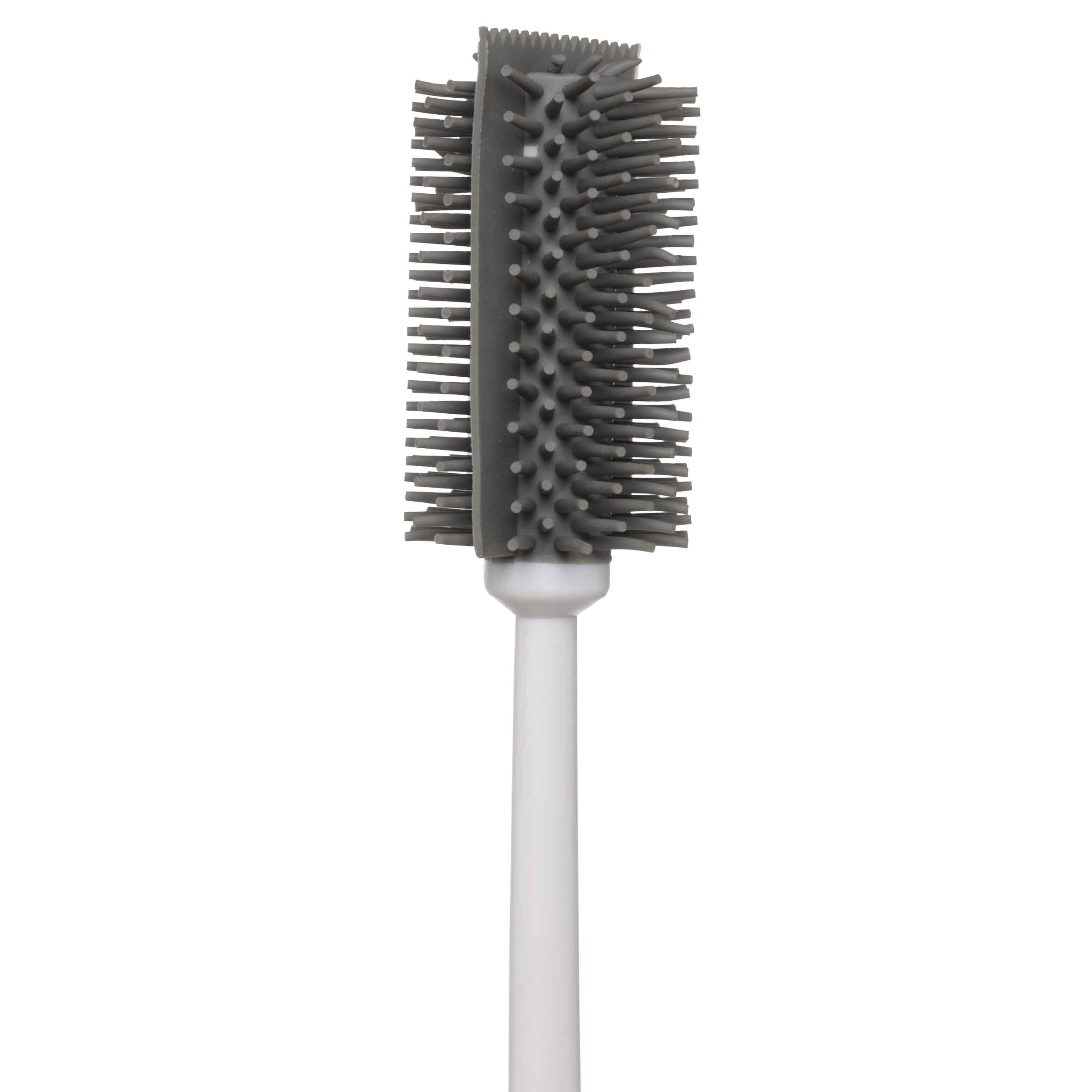 Ершик для бутылок, 33 см, со скребком, резина/пластик, серо-белый, Clean, image-2