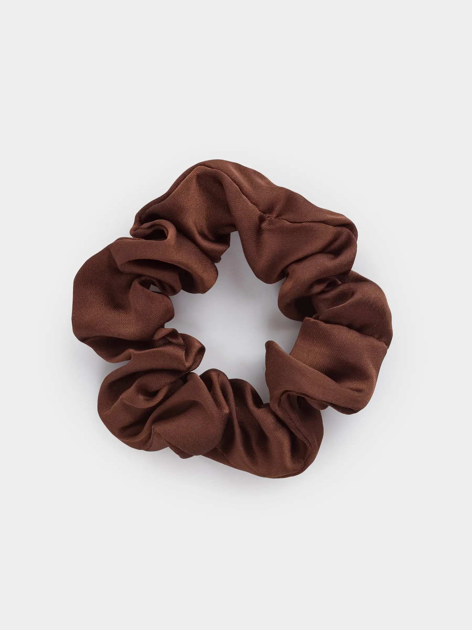 Резинка для волос, 6 см, сатин, коричневая, Silk