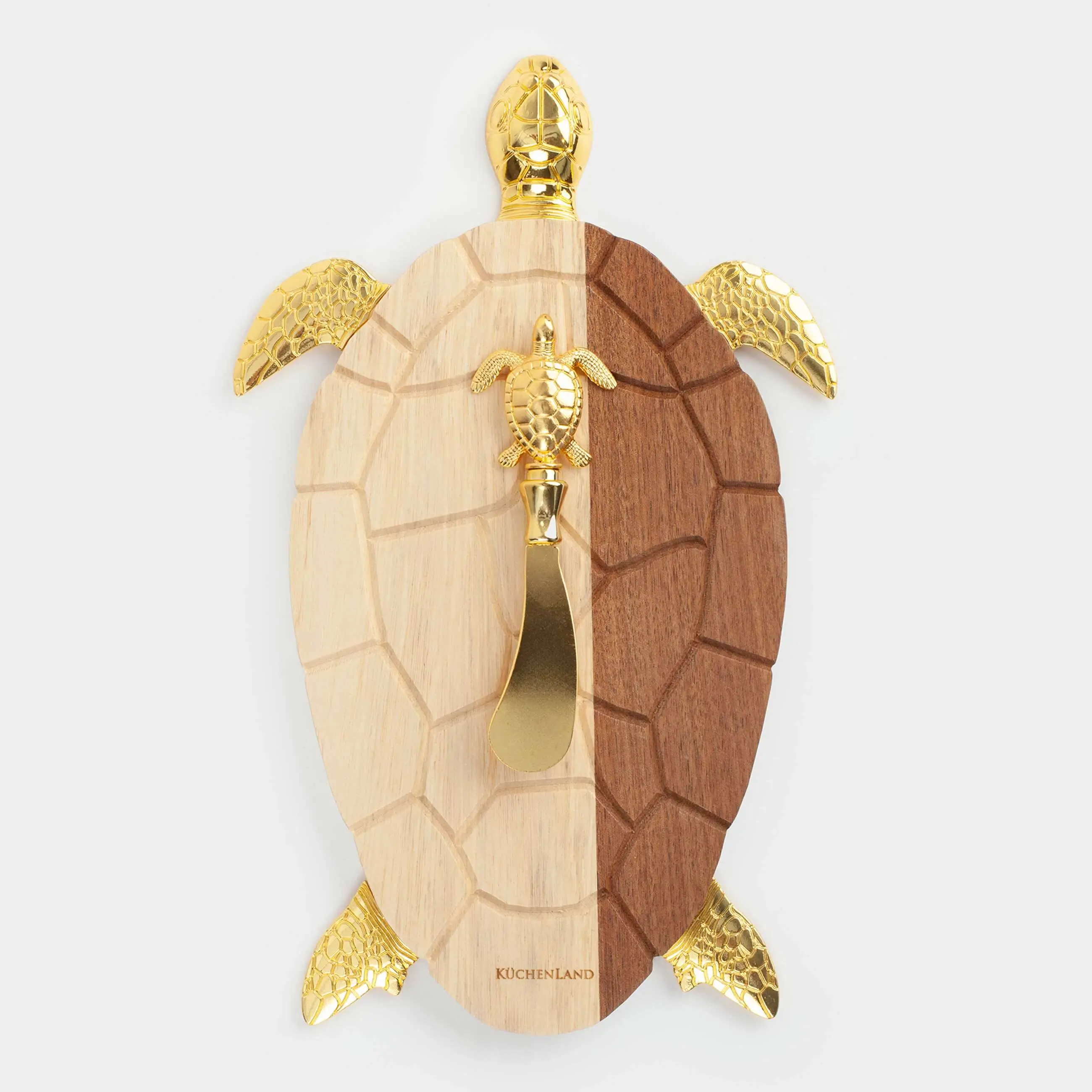 Сервиз ыдысы, 22х27 см, пышағы бар, ағаш/металл, Тасбақа, Noble tree