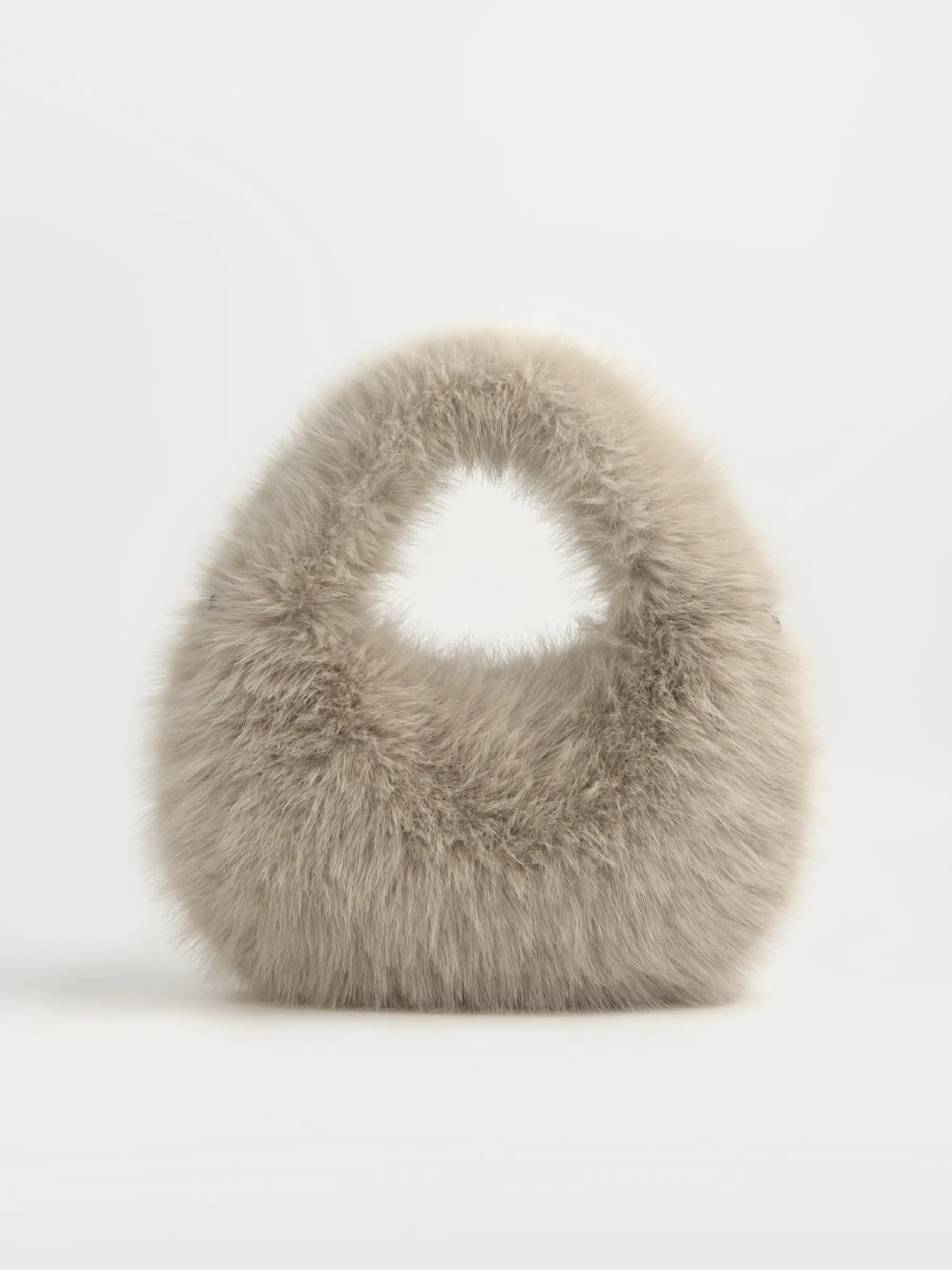 Сумка женская, 33х20 см, с ручкой, искусственный мех, бежевая, Bushy beauty