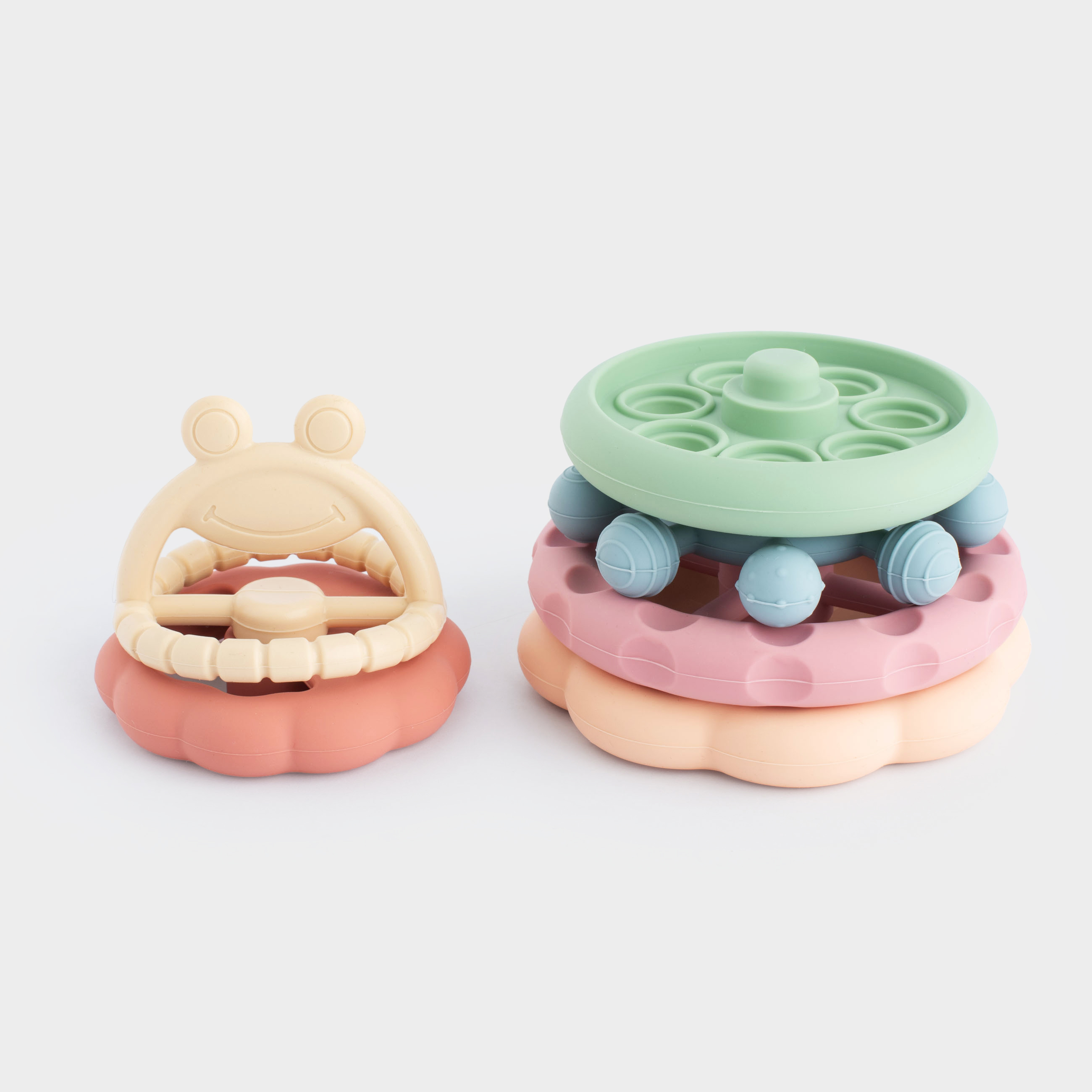 Игрушка развивающая, 11 см, 6 пр, силикон, цветная, Пирамидка фигурная, Kiddy, image-1