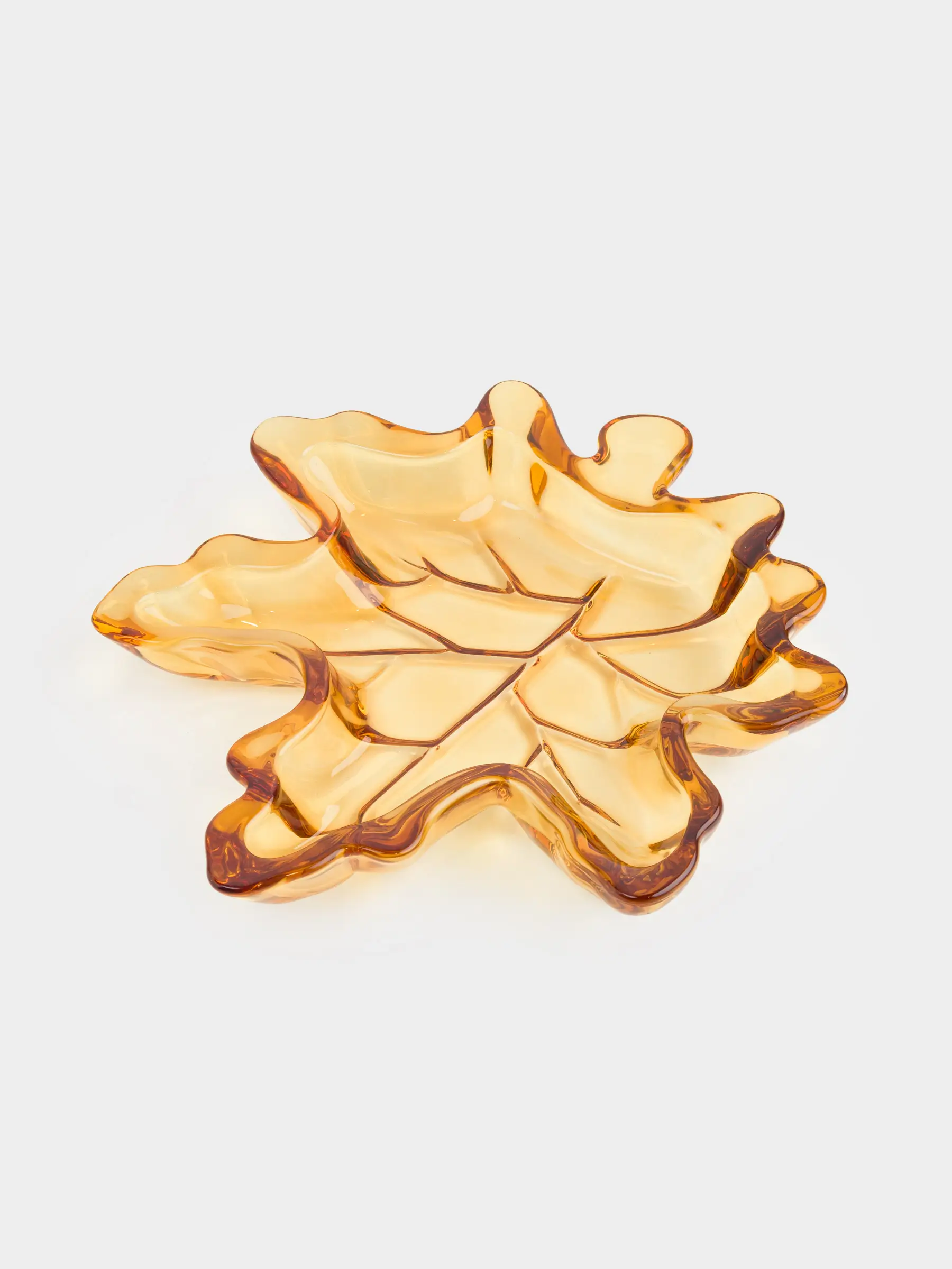 Ыдыс, 23х21 см, шыны, кәріптас, үйеңкі жапырағы, Leaves, image-0