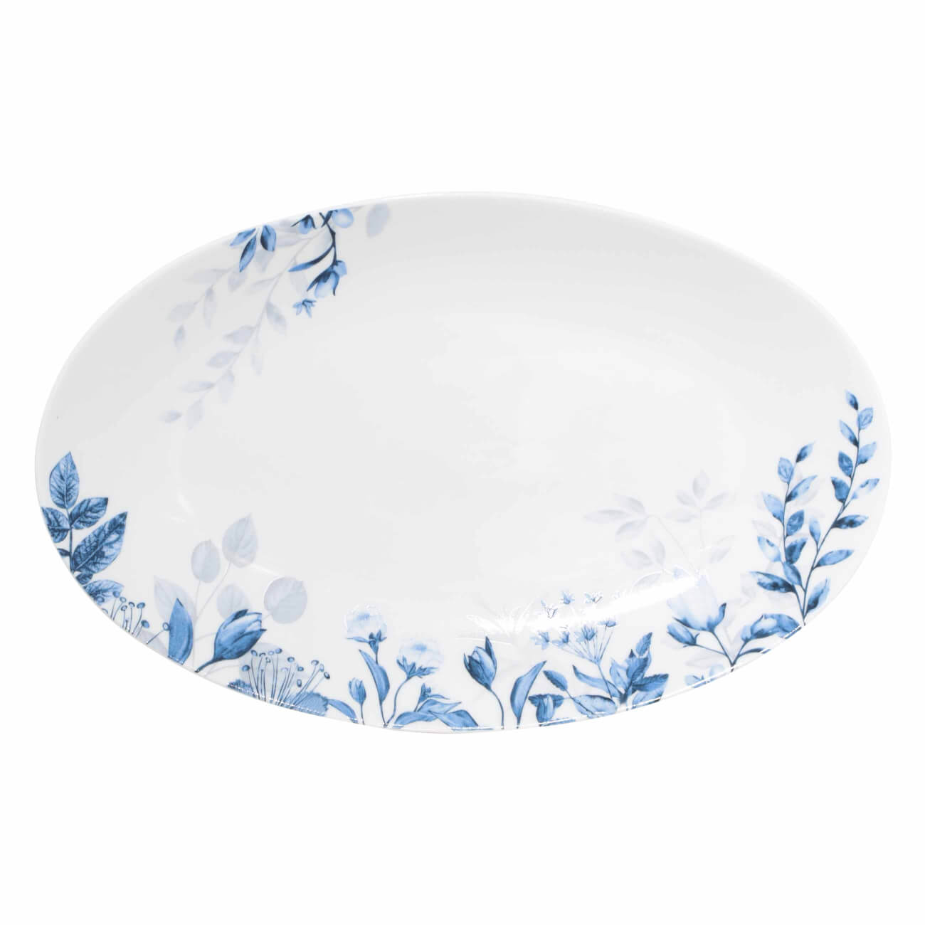 Блюдо, 30х19 см, фарфор N, овальное, белое, Синие цветы, Royal flower изображение № 1