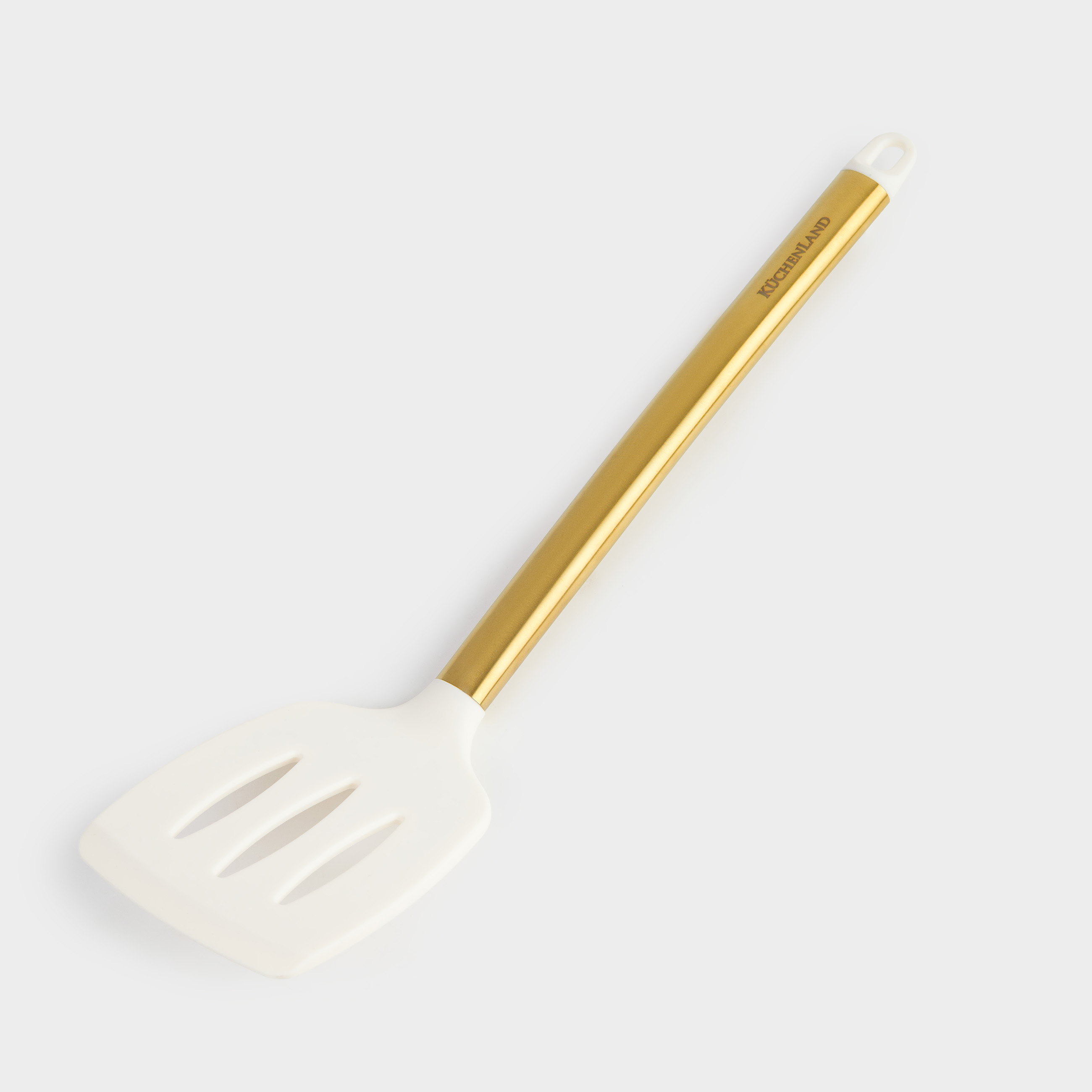 Лопатка, 35 см, с прорезями, силикон/сталь, молочная, Bello gold, image-2
