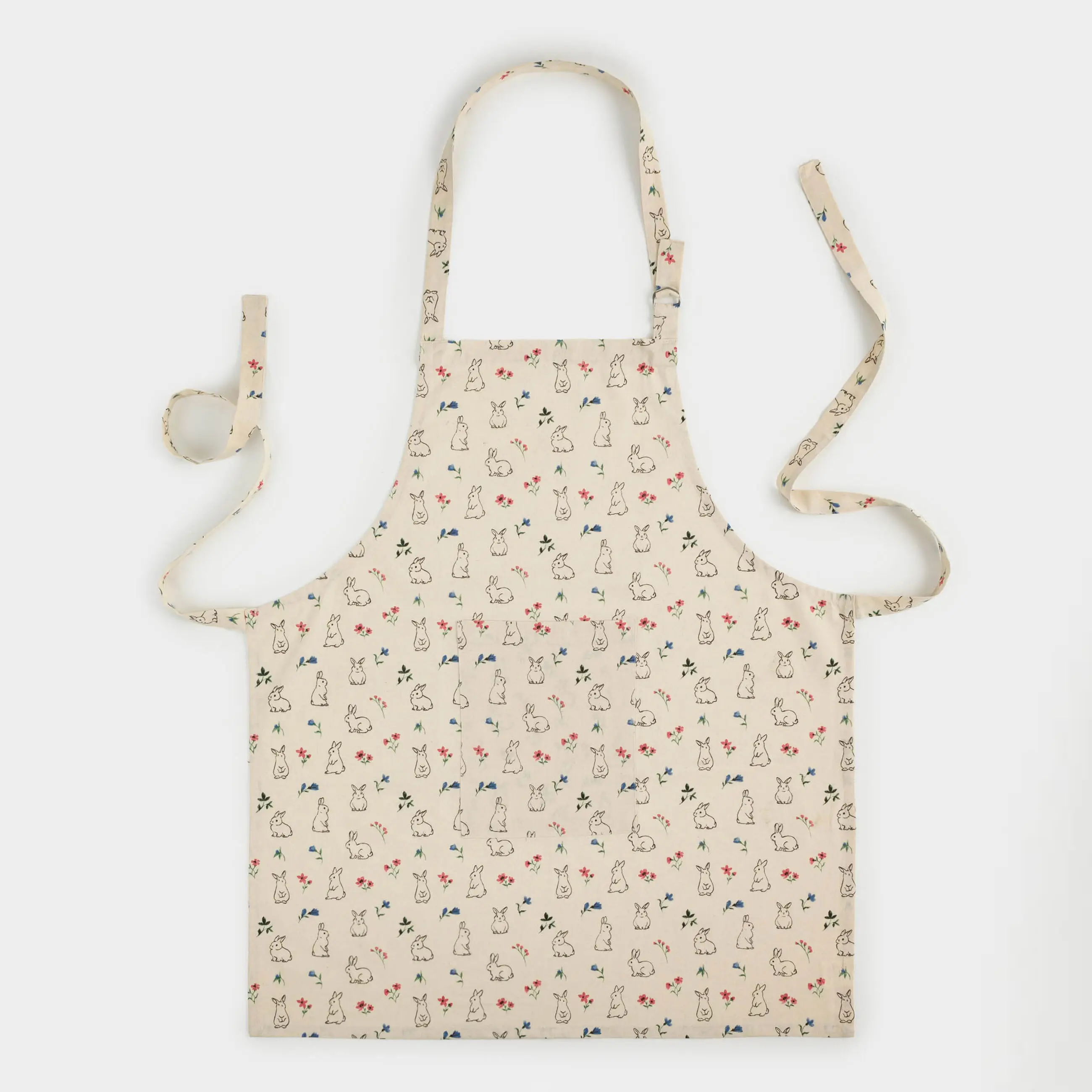 Алжапқыш, 70х80 см, мақта, сүт түстес, Қояндар мен гүлдер, El flora rabbit