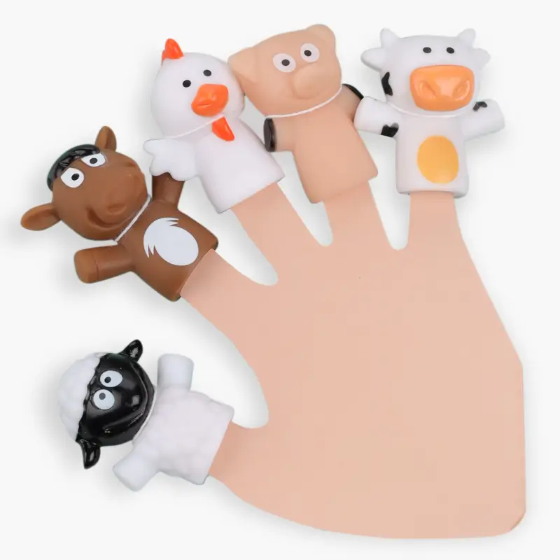 Набор игровой, 5 пр, ПВХ, Пальчиковый театр, Животные фермы, Kiddy ,image-0