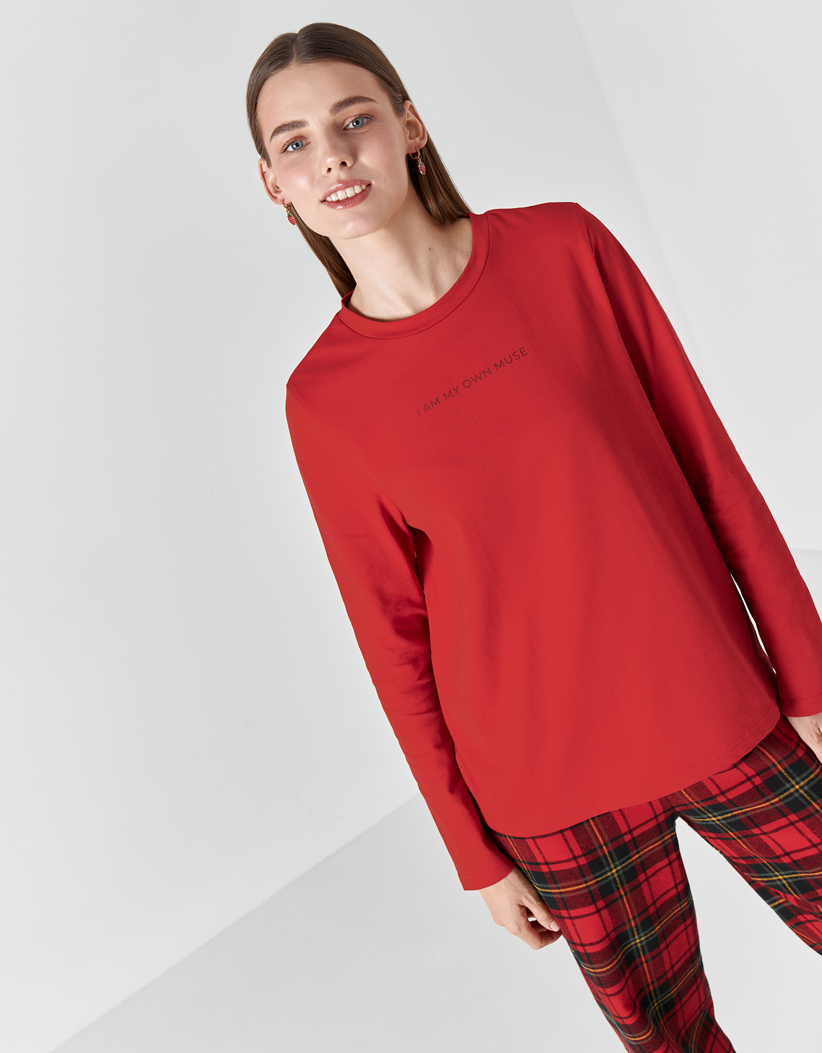 Әйелдер костюмі, үйге арналған, өлшемі S, шалбары бар, мақта, жасыл-қызыл, Тор/Жүрек, Anllela, image-4