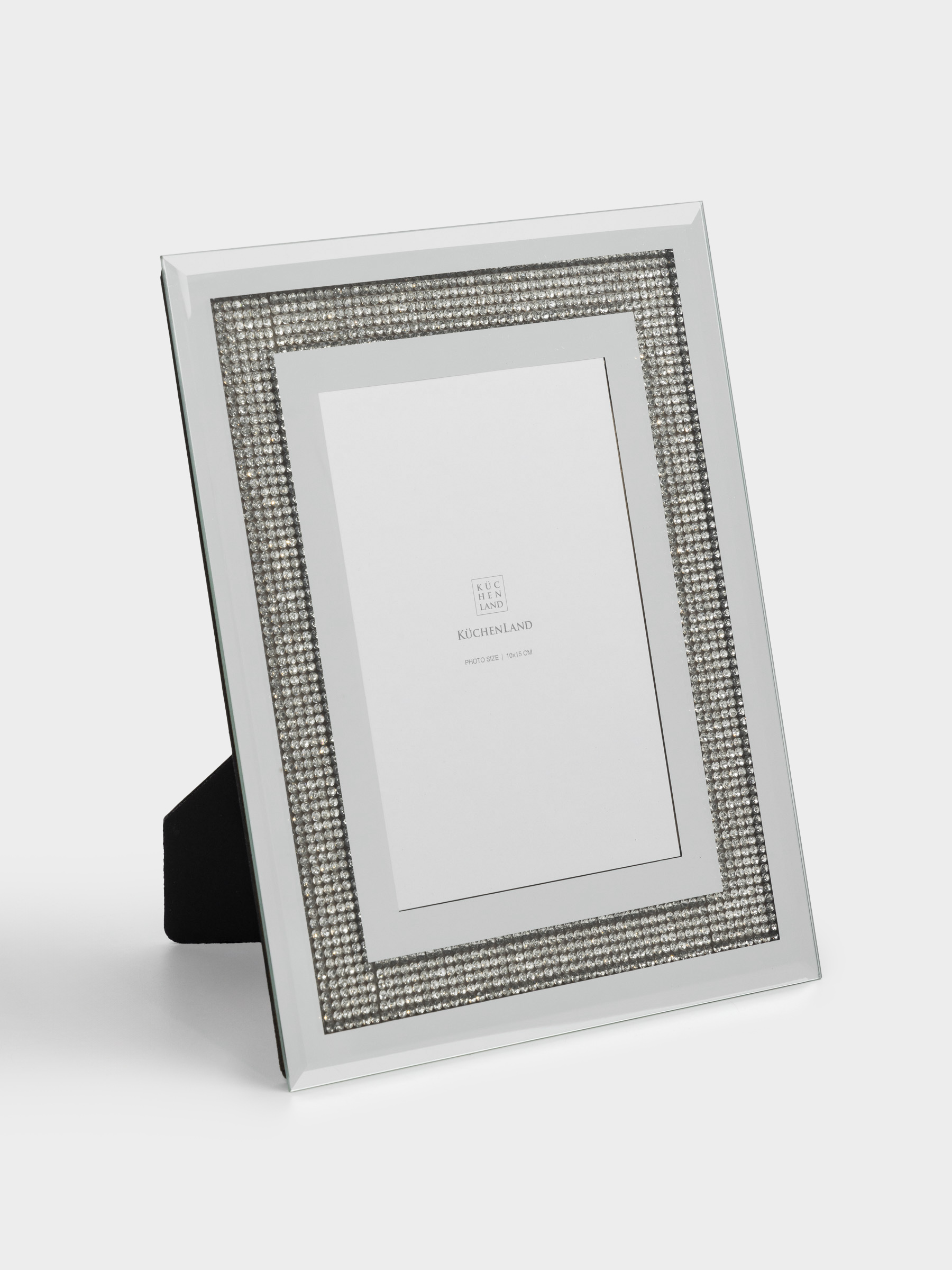 Фото жиектеме, 18х23 см, шыны, айналы, Күміс түсті кристалдар, Glossy crystal, image-0