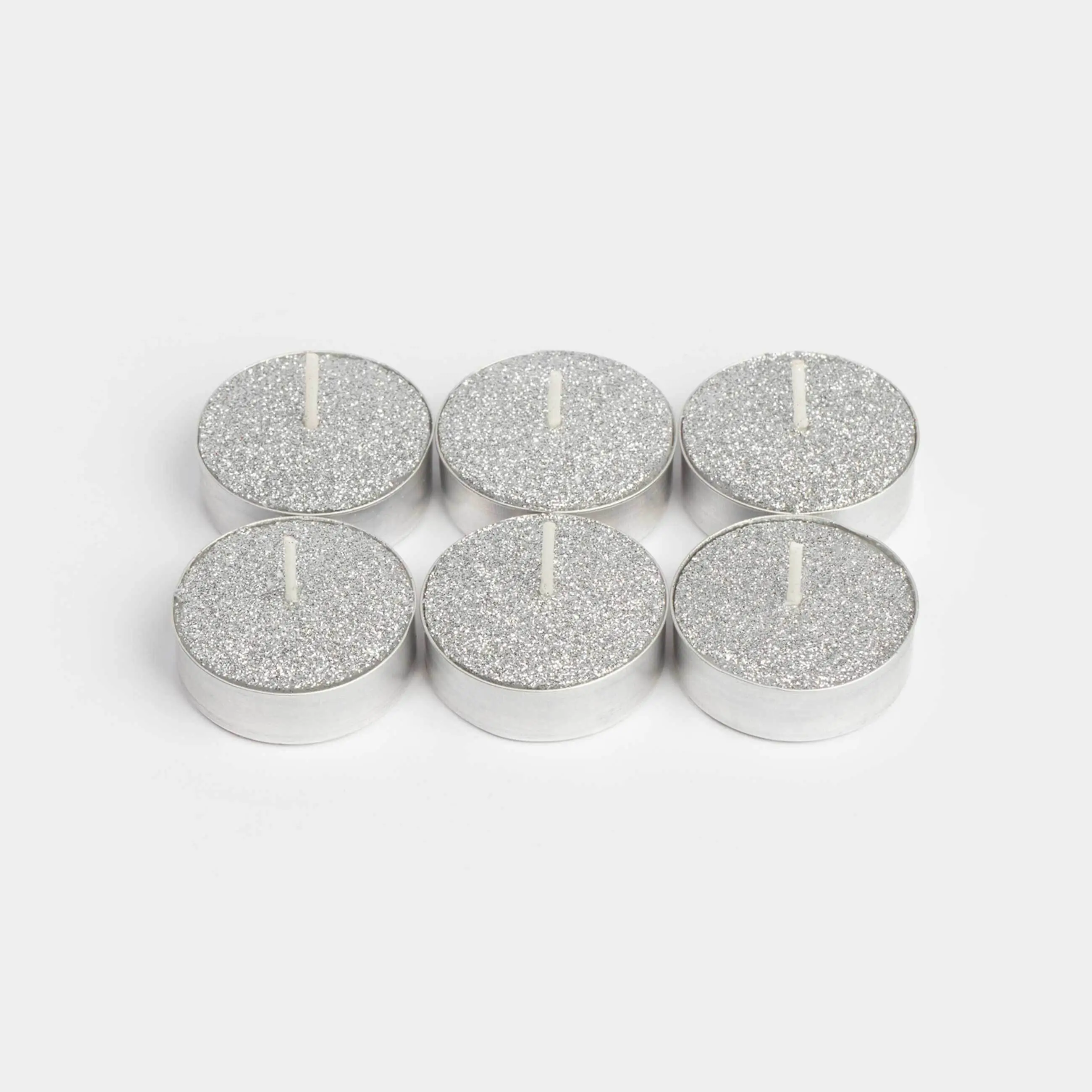 Шай шырағы, 4 см, 6 дана, күміс, Metallic glow