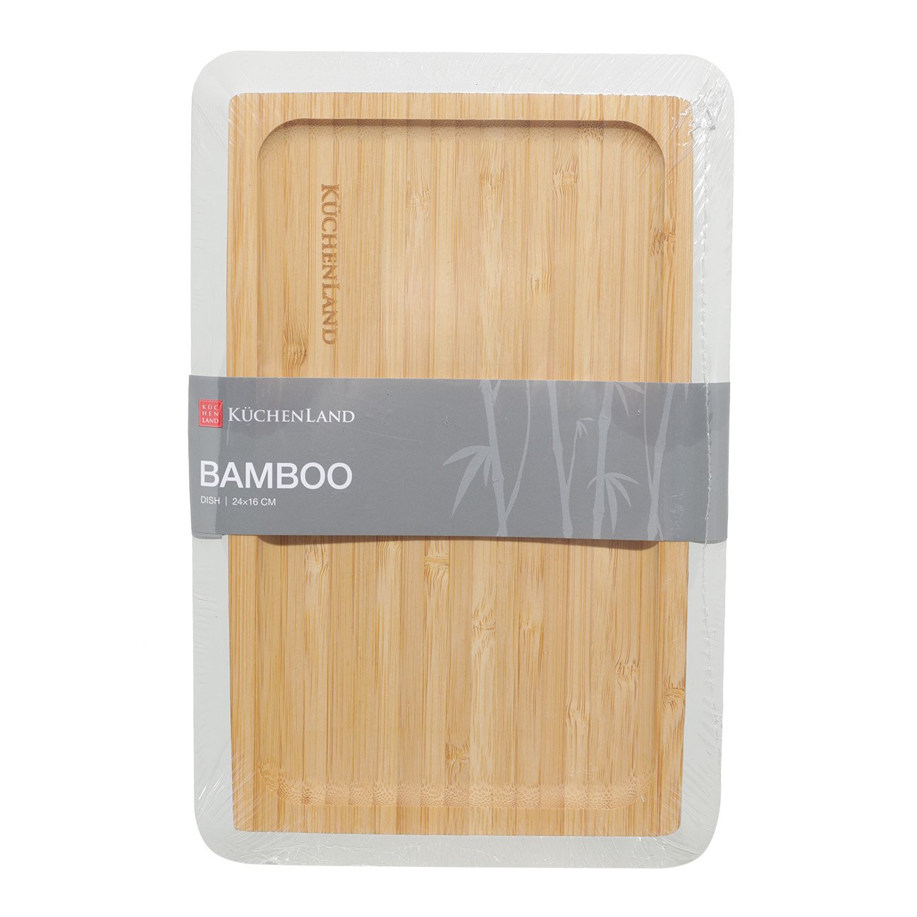 Табақша, 24х16 см, бамбук, тікбұрышты, сұр жиек, Bamboo soft изображение № 2