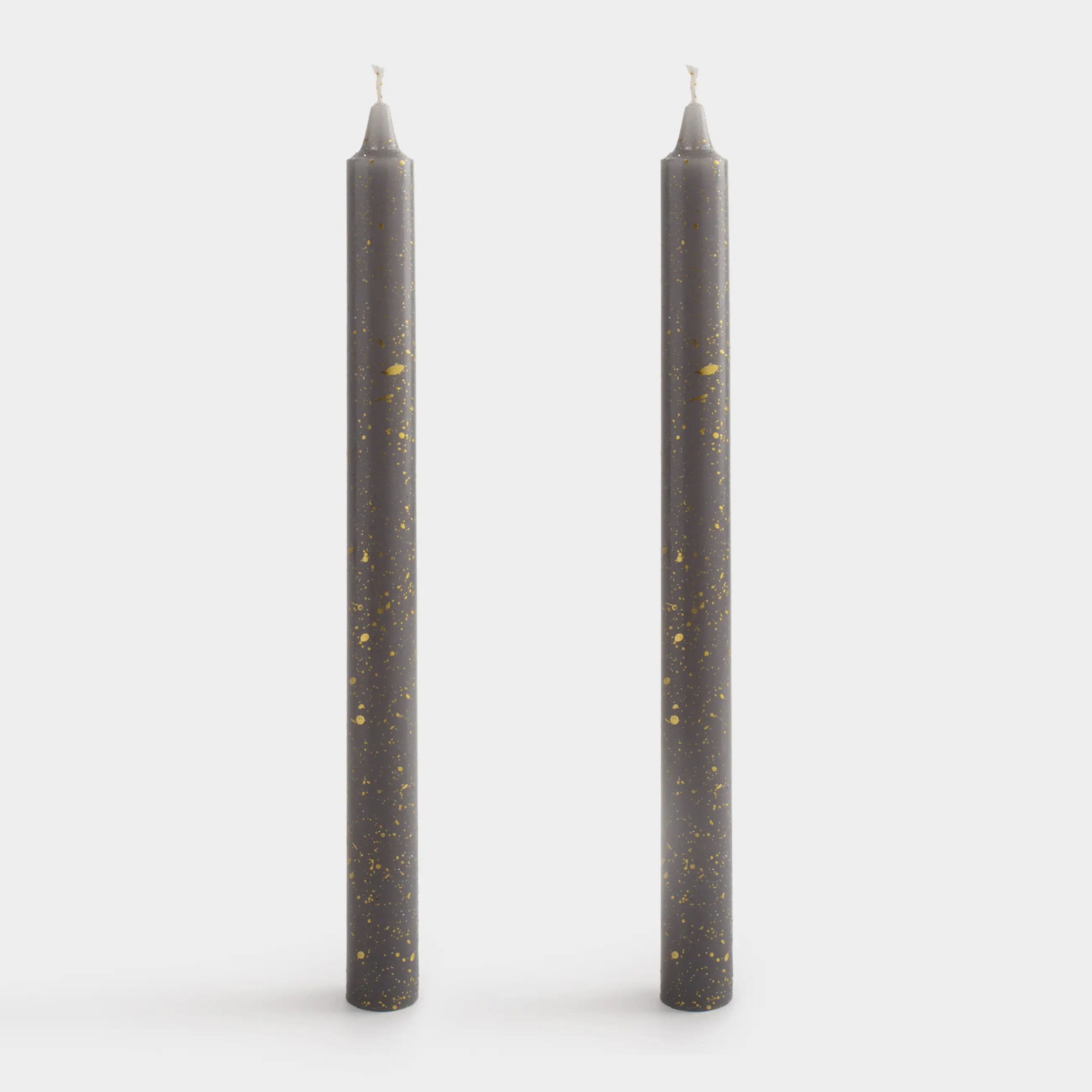 Шам, 25 см, 2 дана, жіңішке, сұр, алтын дақты, Sparkly candle