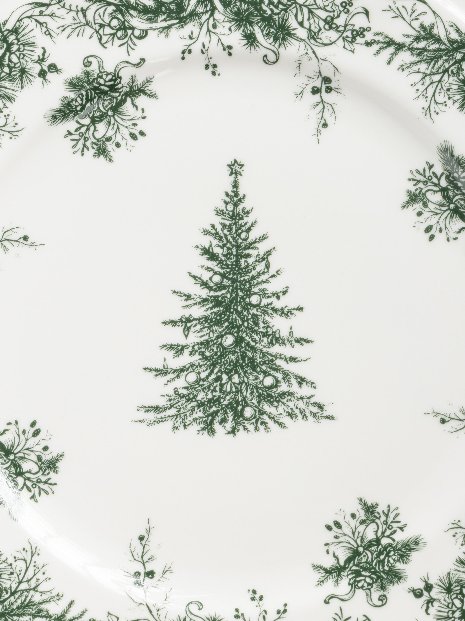 Тарелка обеденная, 26 см, фарфор N, бело-зеленая, Елка, Winter lace, image-4