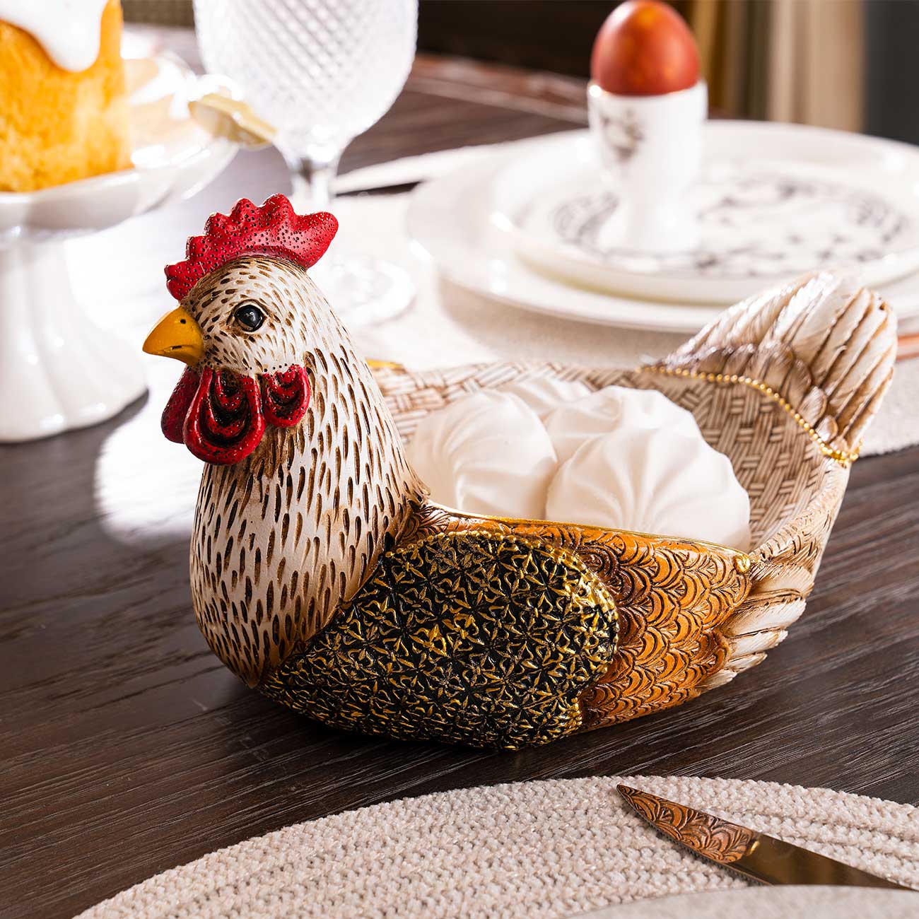 Конфетница, 25х17 см, полирезин, цветная, Курица, Natural Easter, image-6