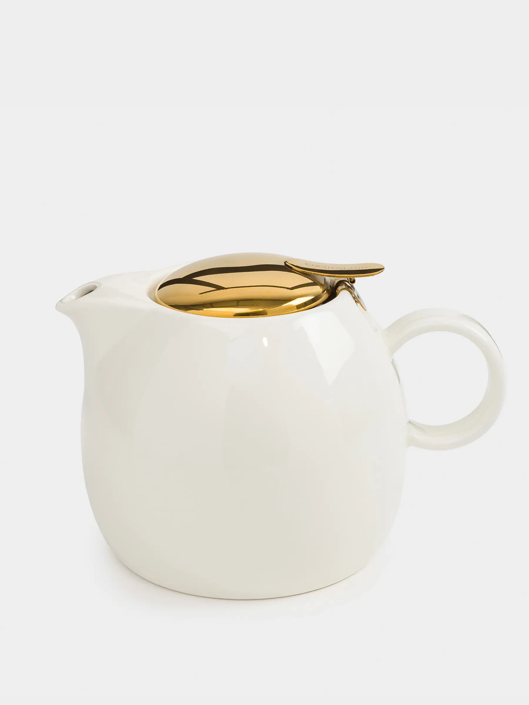 Чайник заварочный, 1 л, керамика/сталь, молочно-золотистый, Цветок, Kettle ceramo