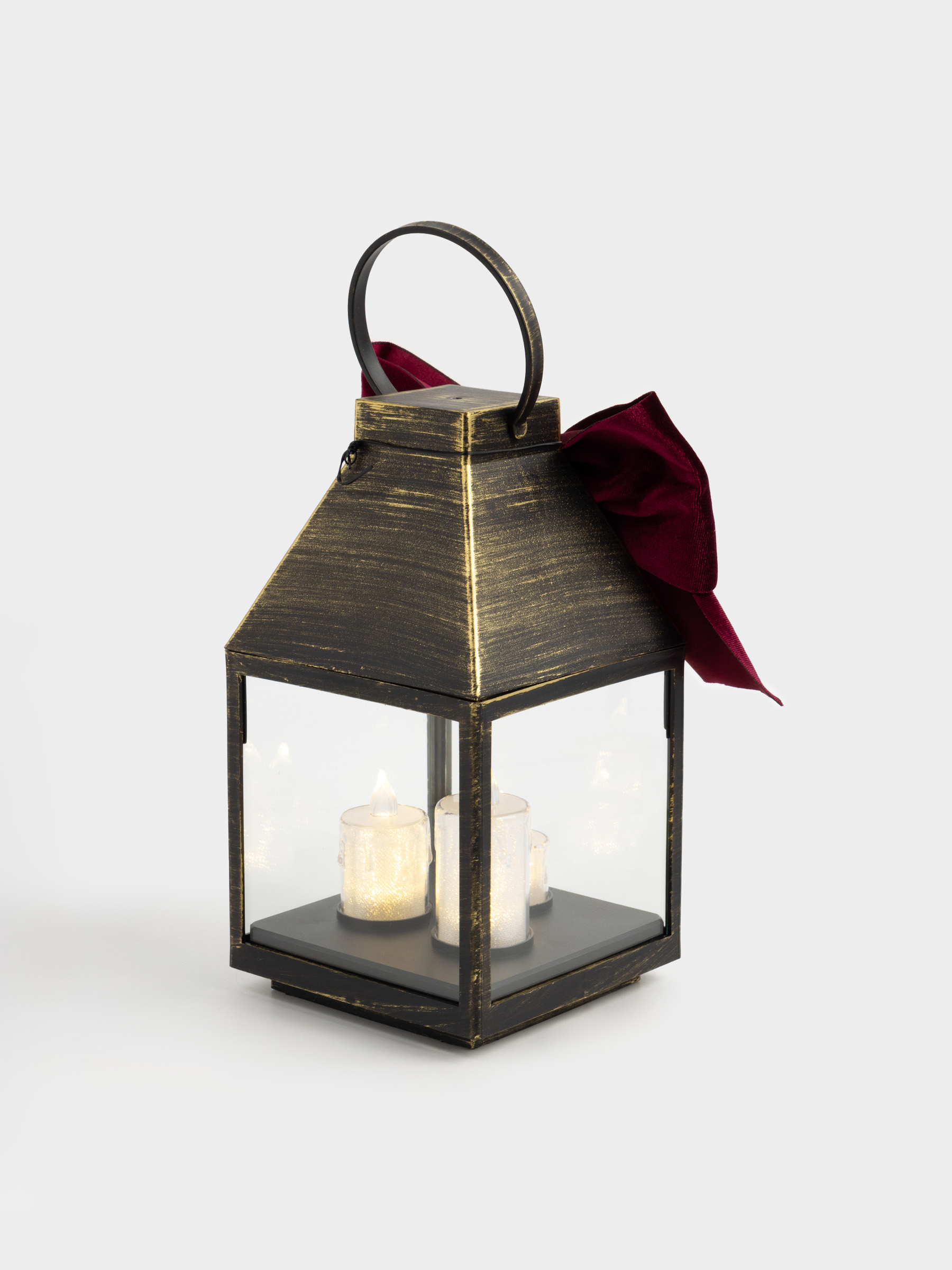 Сәндік шам, 25 см, пластик, қола түстес, Шамдары бар шам, Bronze style, image-2