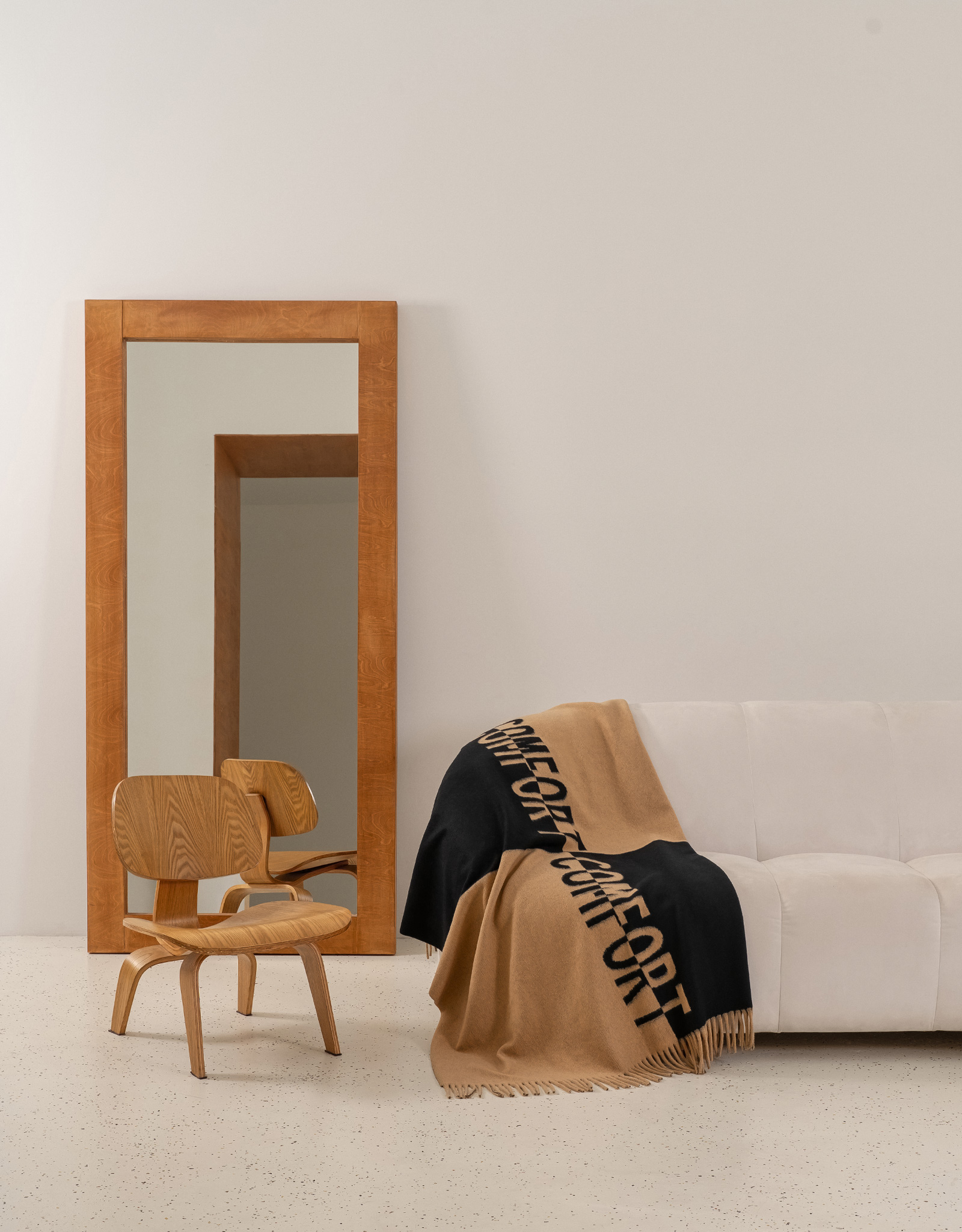 Плед, 130х170 см, с бахромой, полиэстер, бежево-черный, Comfort, Soft home, image-1