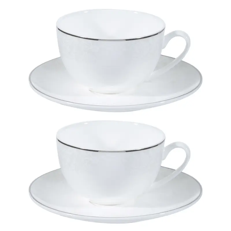 Пара чайная, 2 перс, 4 пр, 250 мл, фарфор F, Pearl-platinum ,image-0