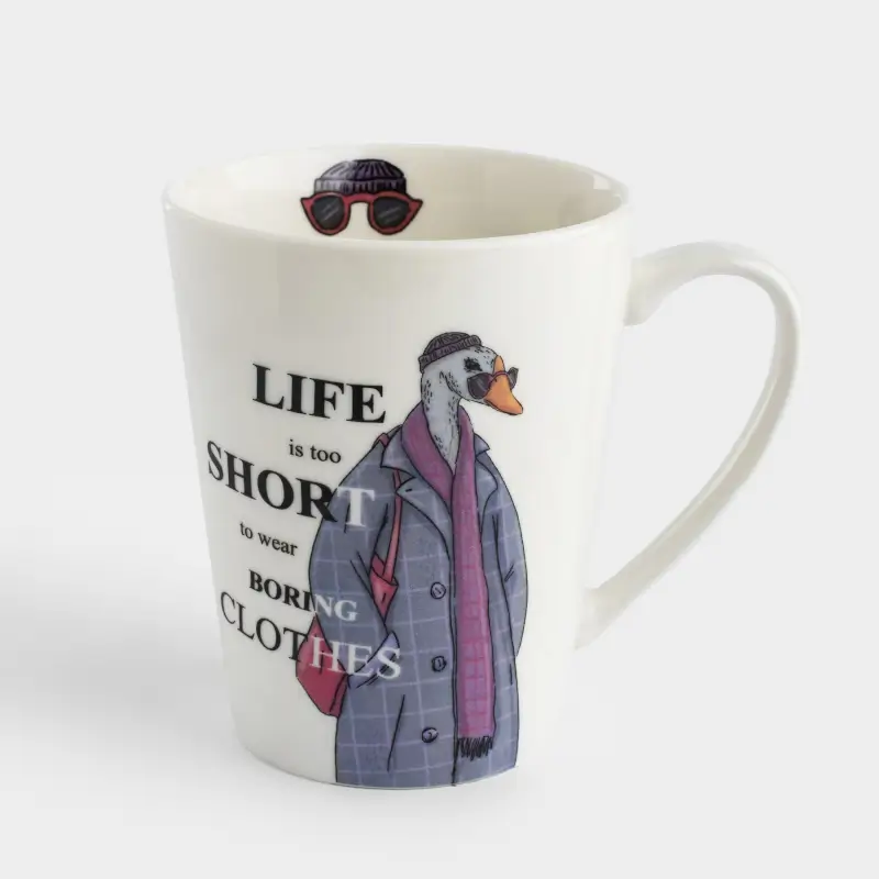 Кружка, 420 мл, фарфор N, белая, Гусь в пальто, Goose ,image-0