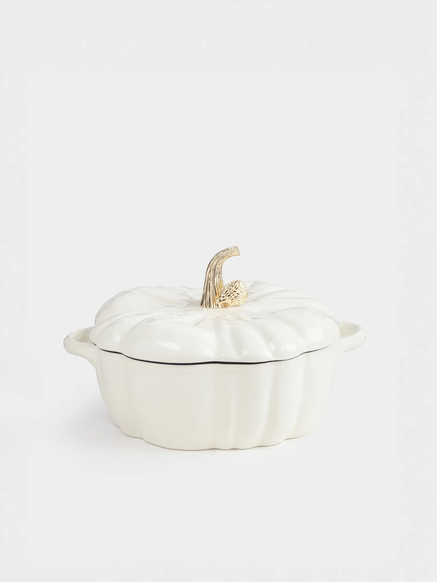 Қазан, 25 см, 3,3 л, қақпағы бар, шойын, сүт түстес, Асқабақ, Gourd