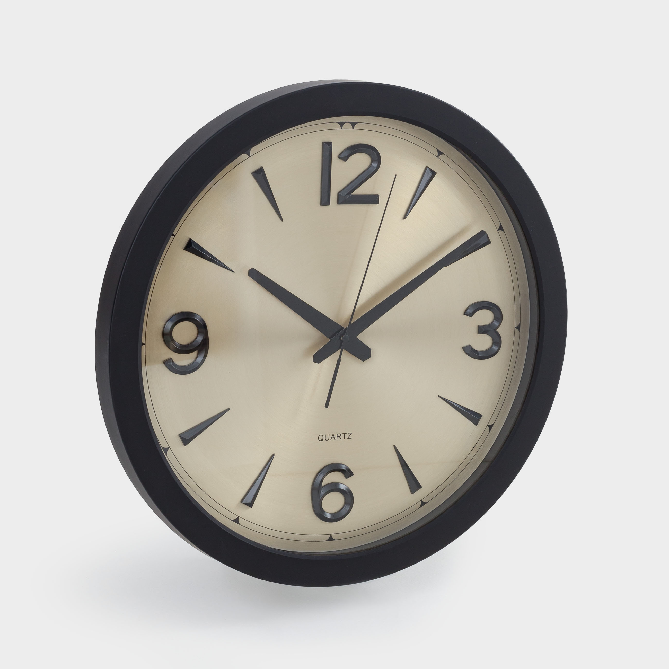 Часы настенные, 40 см, пластик/стекло, круглые, золотисто-черные, Dial, image-1