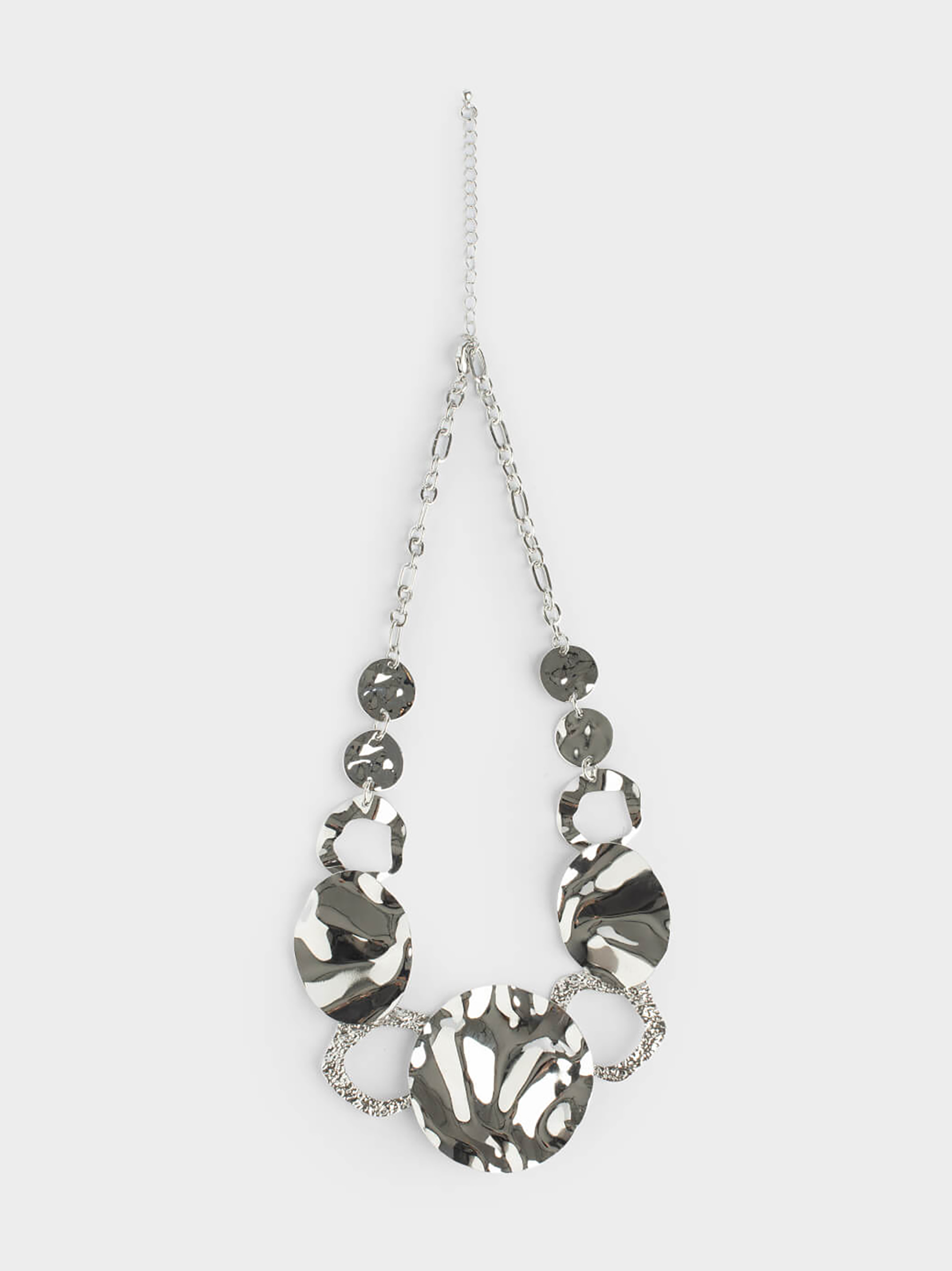 Колье, 52 см, металл, серебристое, Объемные круги, Jewelry, image-1