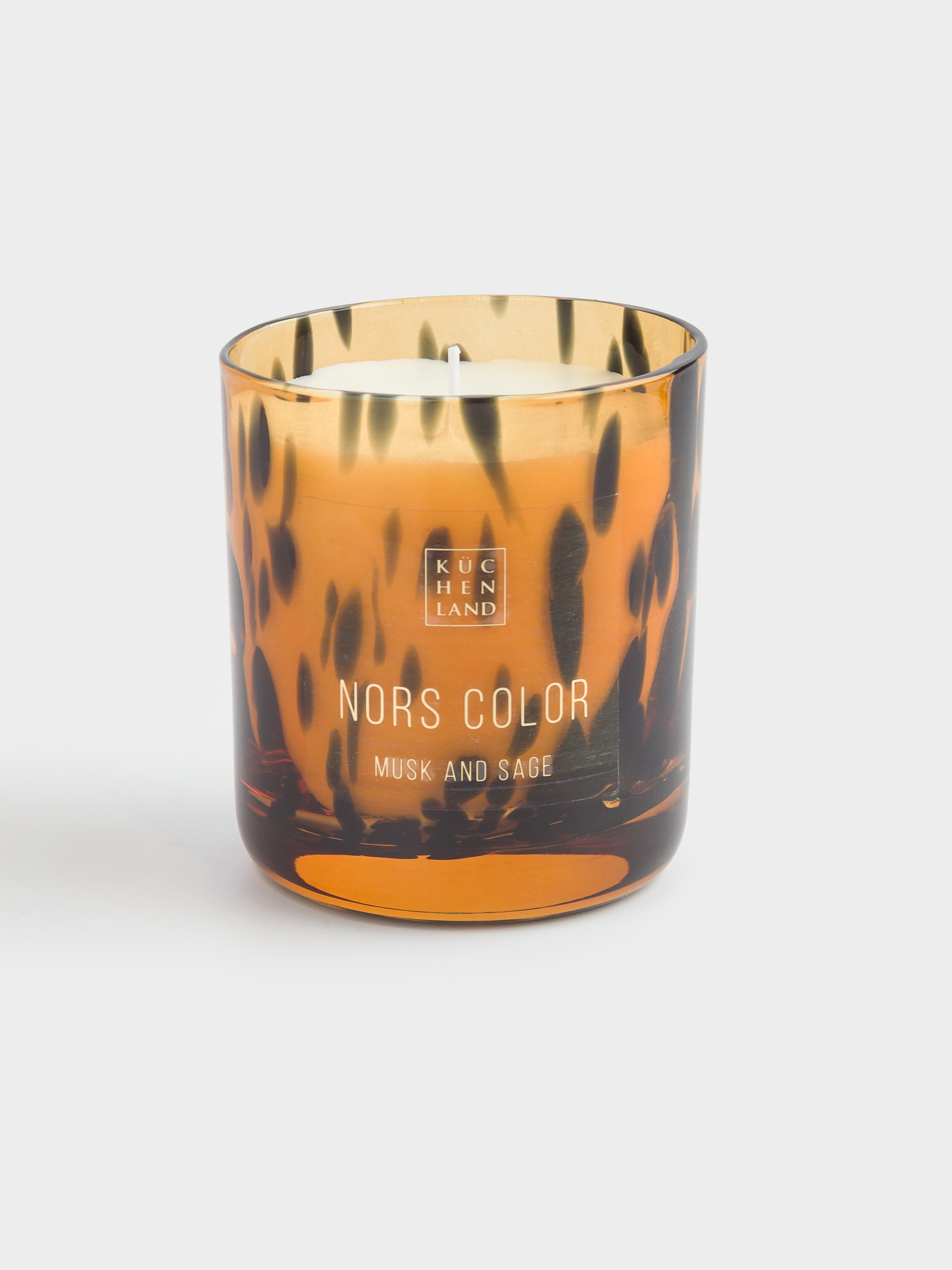 Хош иісті шам, 10 см, шам ұстағышта, шыны, Musk and Sage, Жануар өрнегі, Nors color, image-0