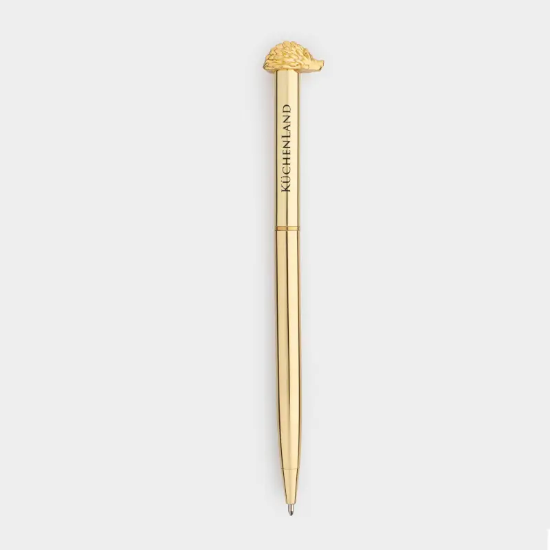 Ручка шариковая, 13 см, с фигуркой, сталь, золотистая, Ежик, Draw figure
