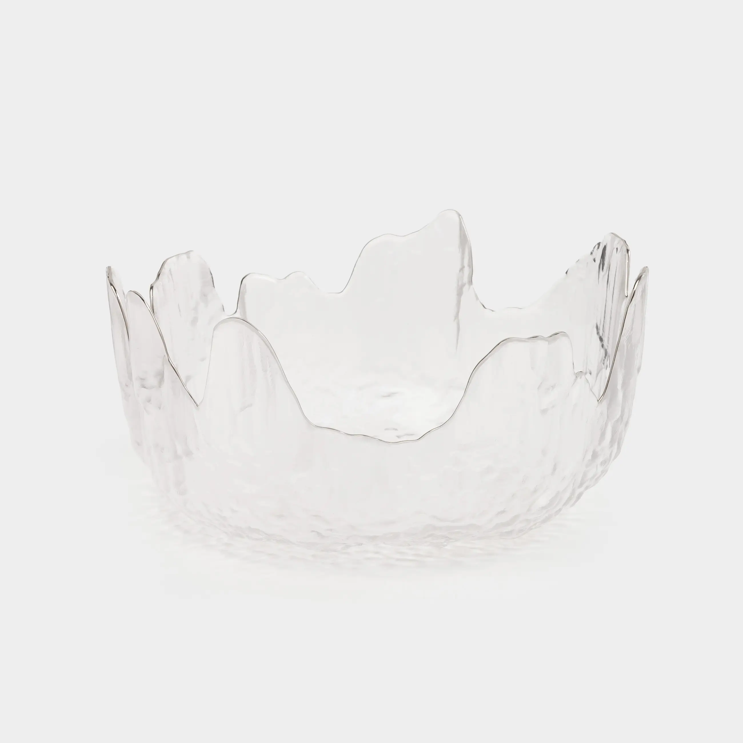 Салатник, 20х9 см, 1,1 л, стекло, с серебристым кантом, Nautilus silver