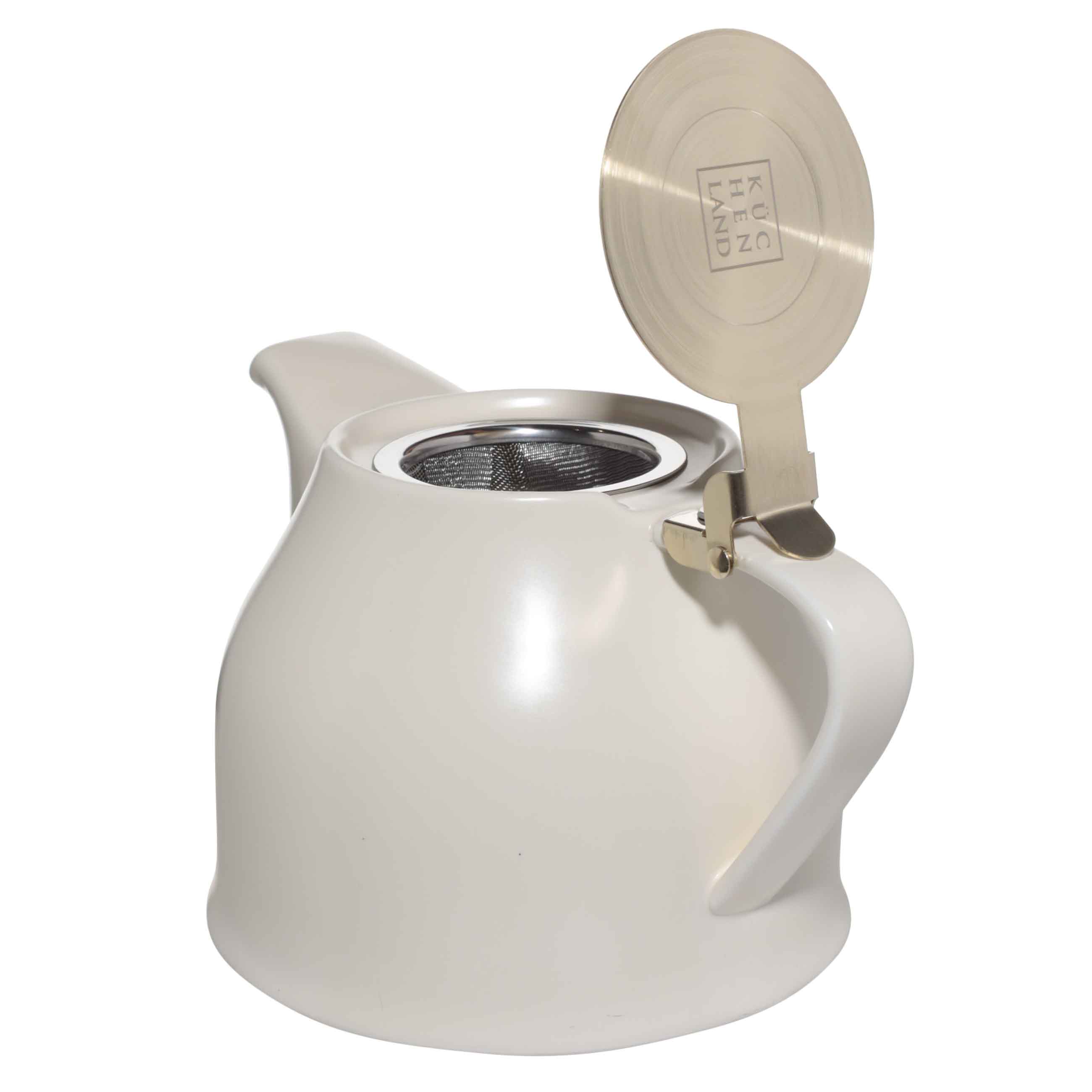 Шай демдейтін шәйнек, 1 л, керамика/болат, сүт түстес-алтын, Kettle ceramo, image-0