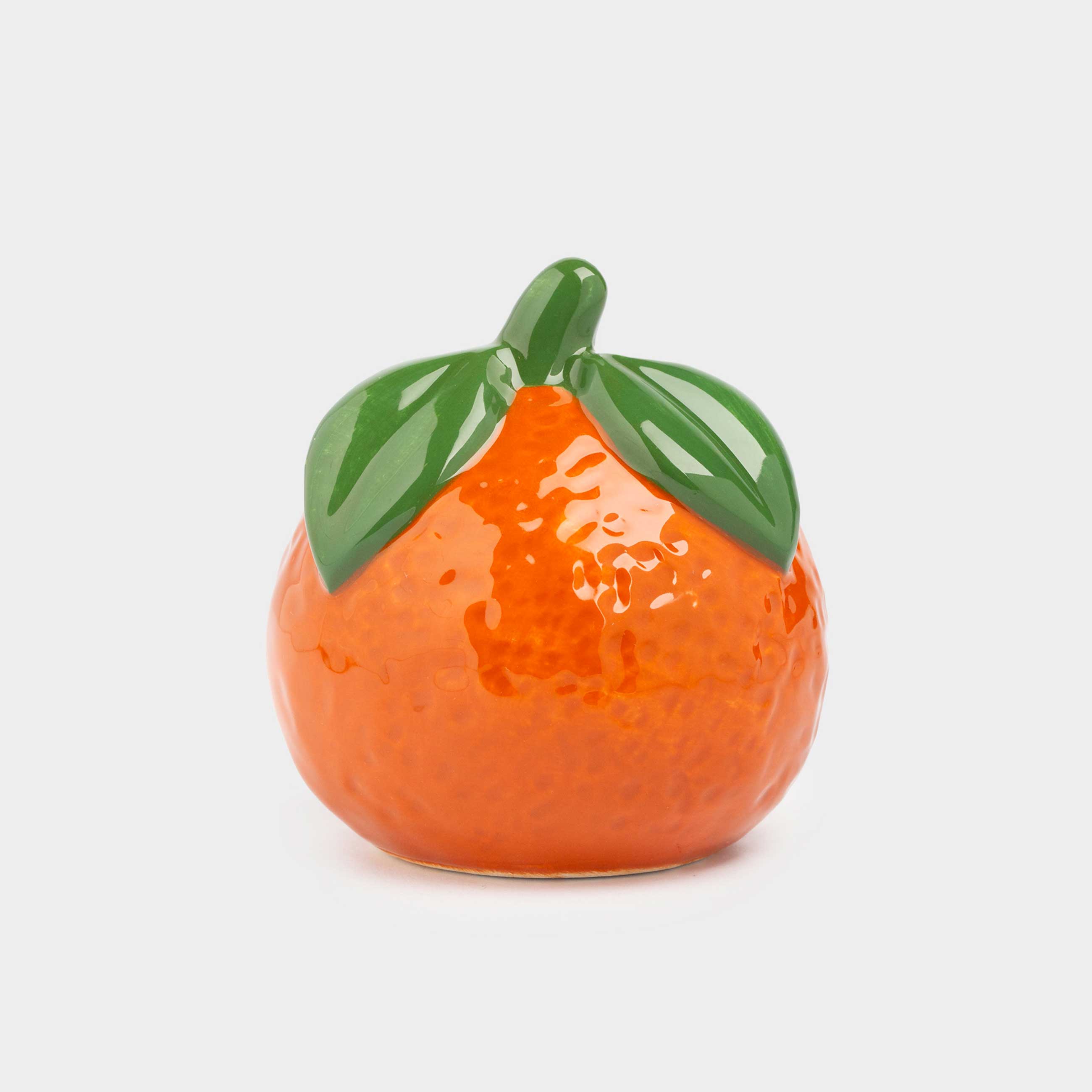 Шырша ойыншығы, 6 см, керамика, қызғылт сары, Жапырақтары бар мандарин, Fruits